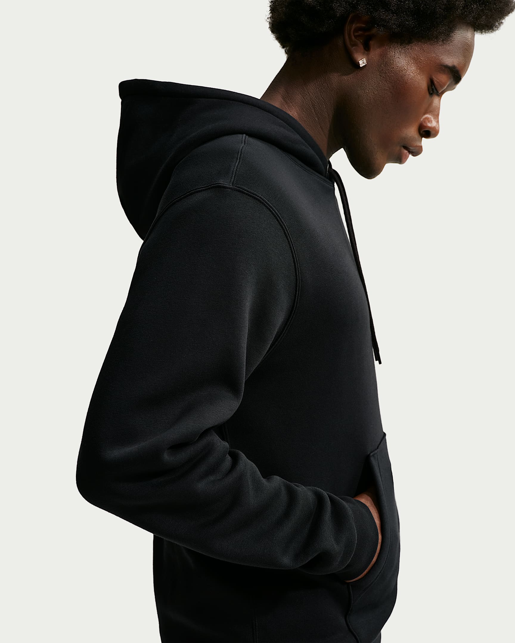 Felpa pullover in fleece con cappuccio Nike Club – Uomo - Nero/Nero/Argento metallizzato