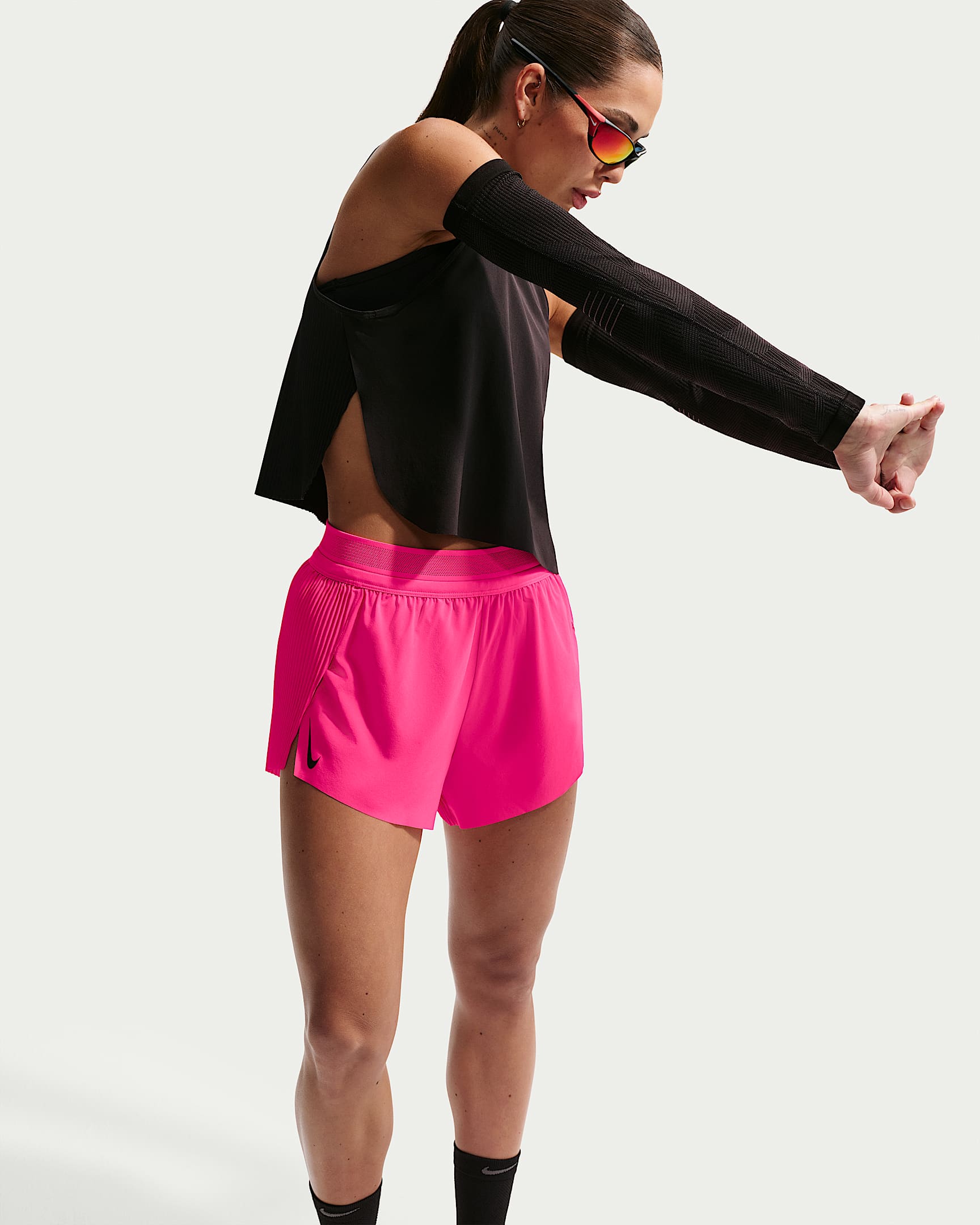 Nike AeroSwift Women's Dri-FIT ADV Mid-Rise 7.5cm (approx.) Brief-Lined Running Shorts - Hyper Pink/Black