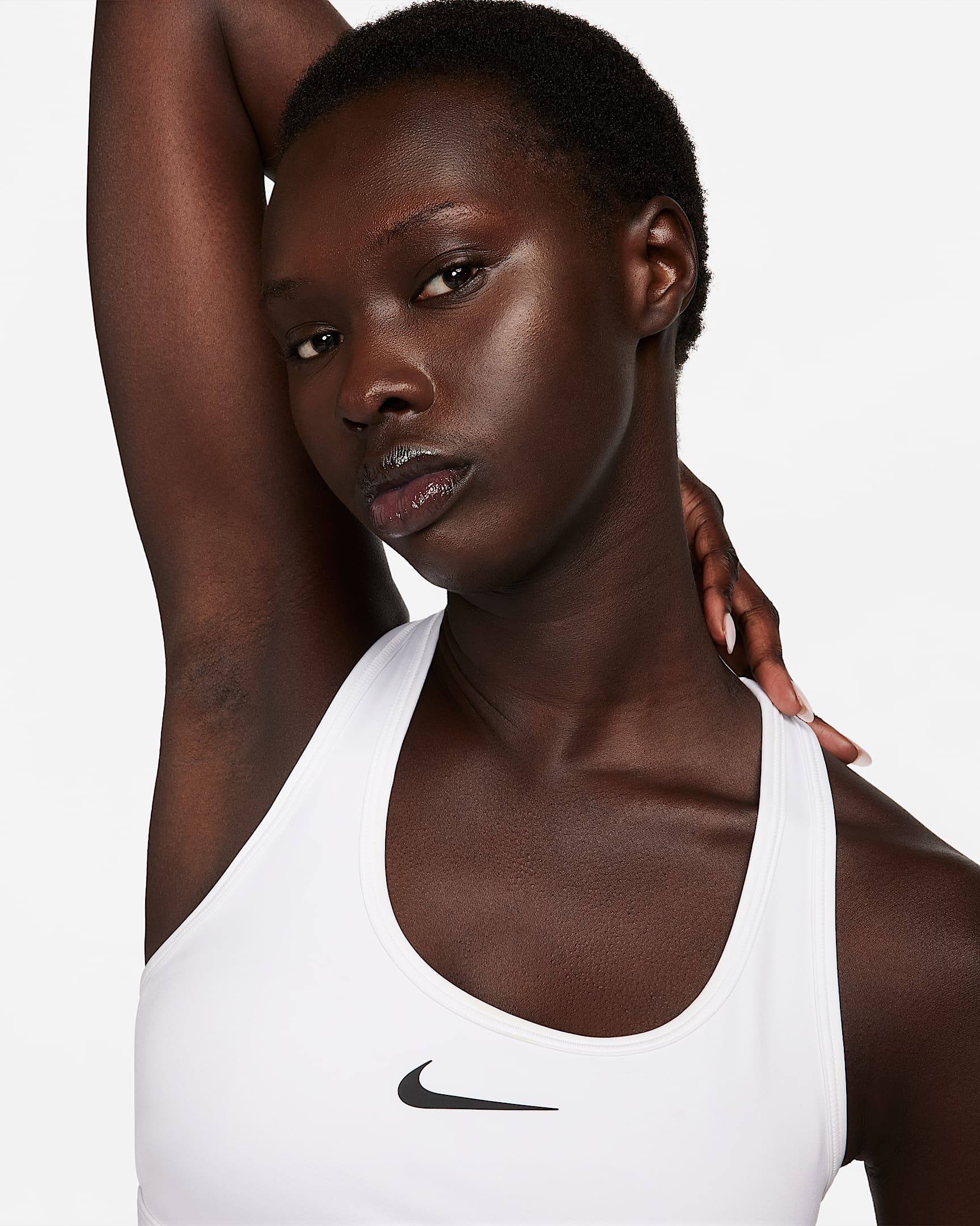 Nike Swoosh Women's Medium-Support Padded Sports Bra - White/Stone Mauve/Black