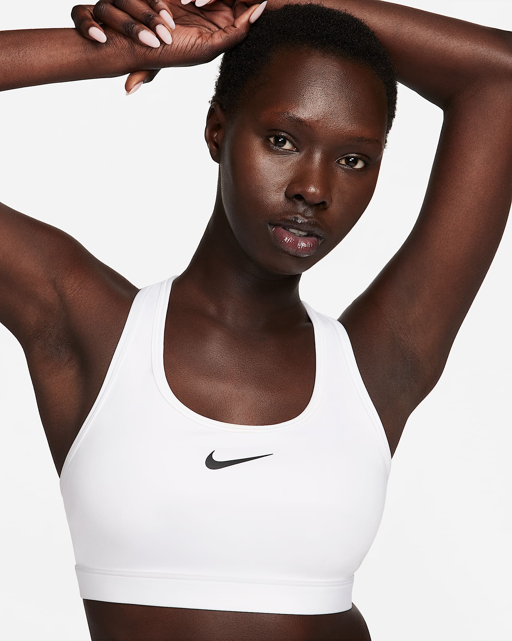 Nike Swoosh Women's Medium-Support Padded Sports Bra - White/Stone Mauve/Black