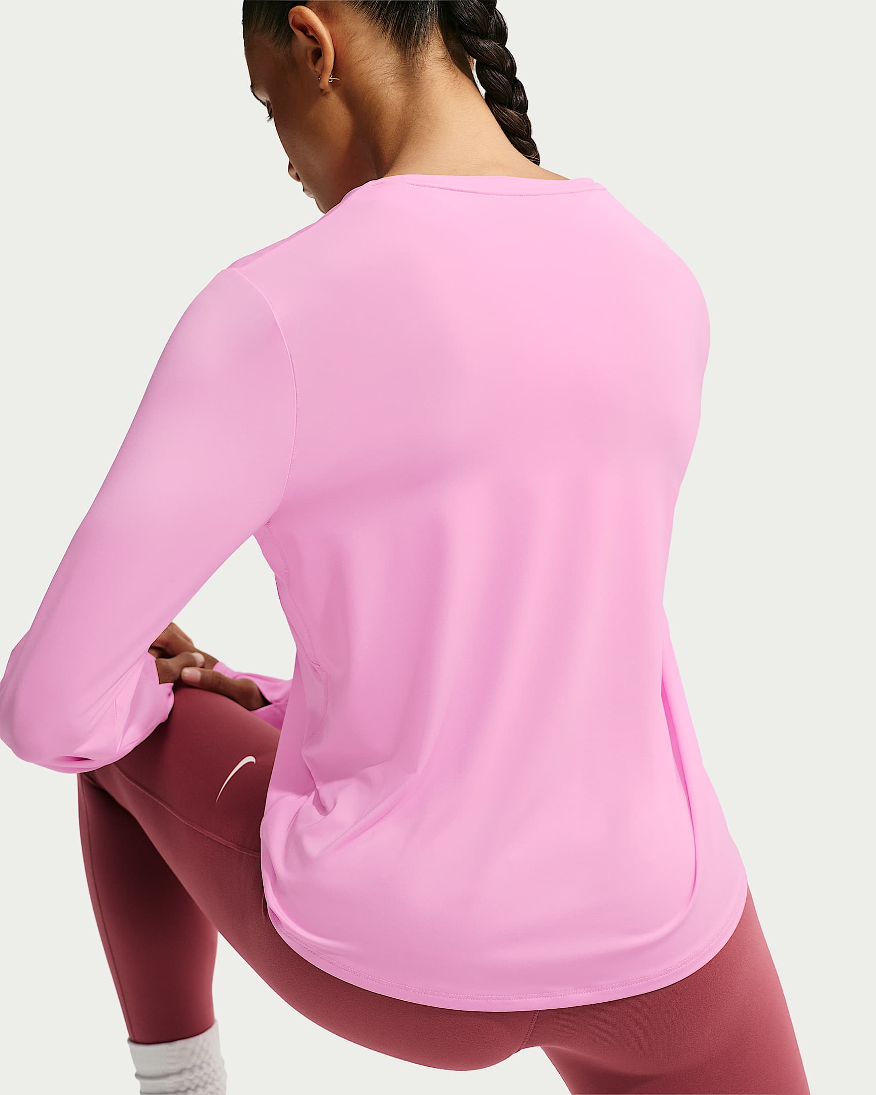 Nike One Classic Women's Dri-FIT Long-Sleeve Top - Pink Rise/White