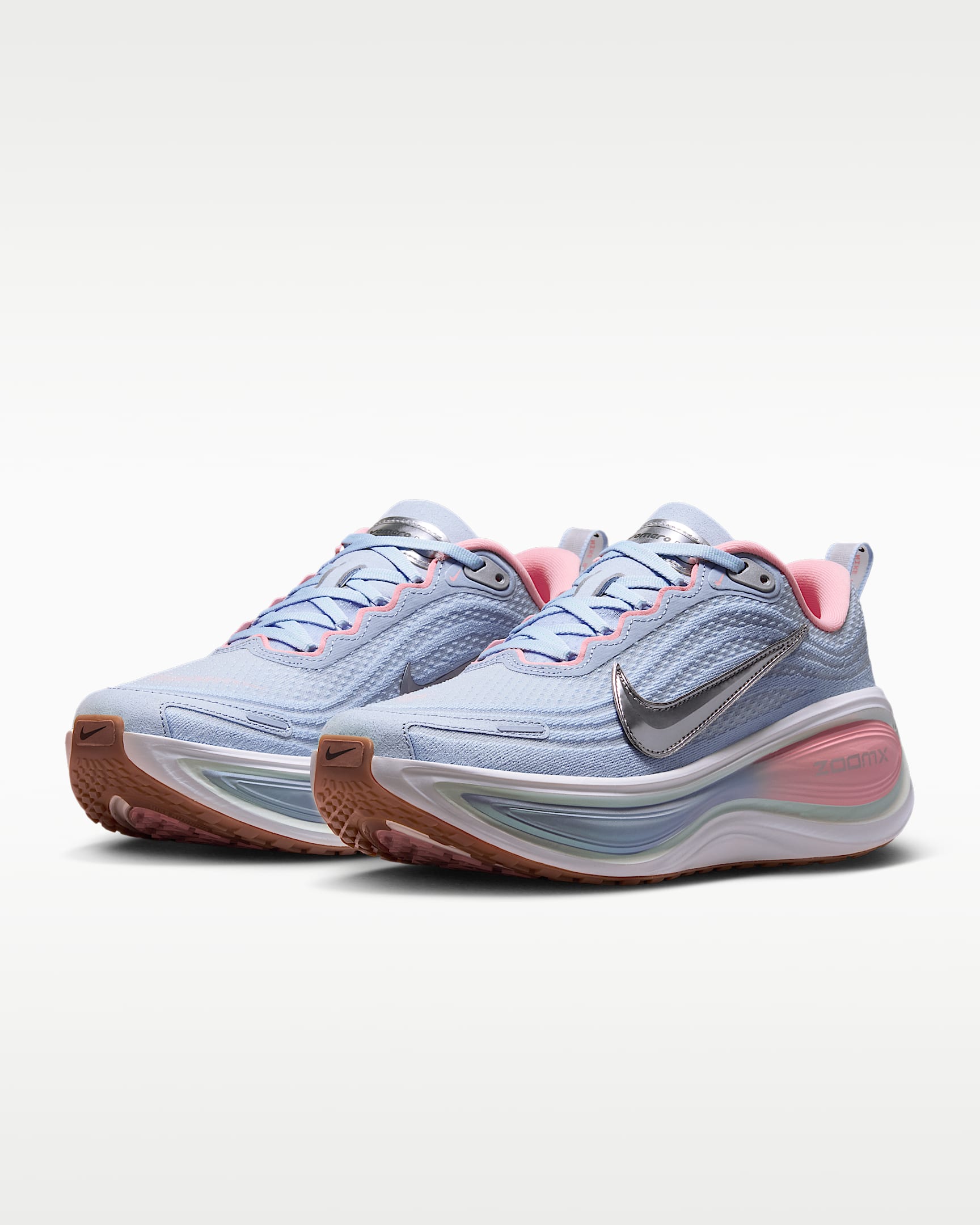 Nike Vomero Plus Women's Road Running Shoes - Light Armory Blue/Bleached Coral/Barely Green/Metallic Silver