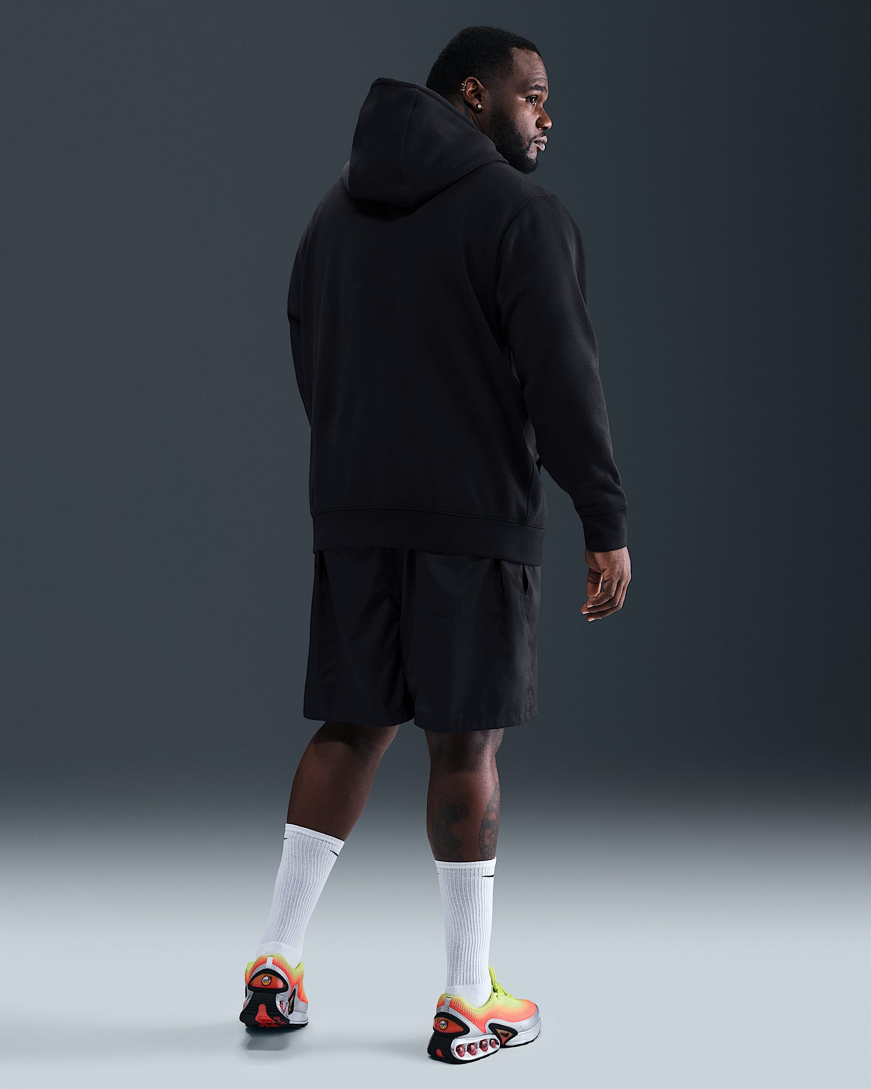 Nike Club Fleece Erkek Kapüşonlu Sweatshirt'ü - Siyah/Siyah/Beyaz