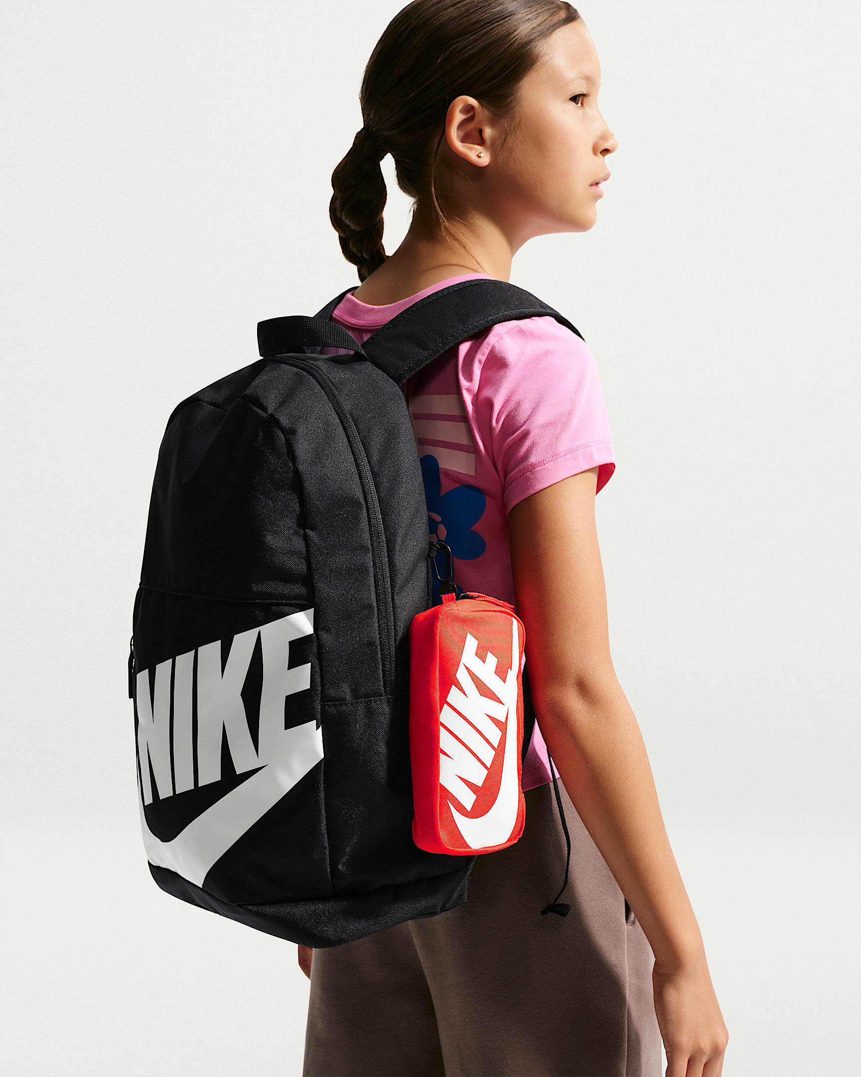 Nike Older Kids' Backpack (20L) - Black/Orange/White