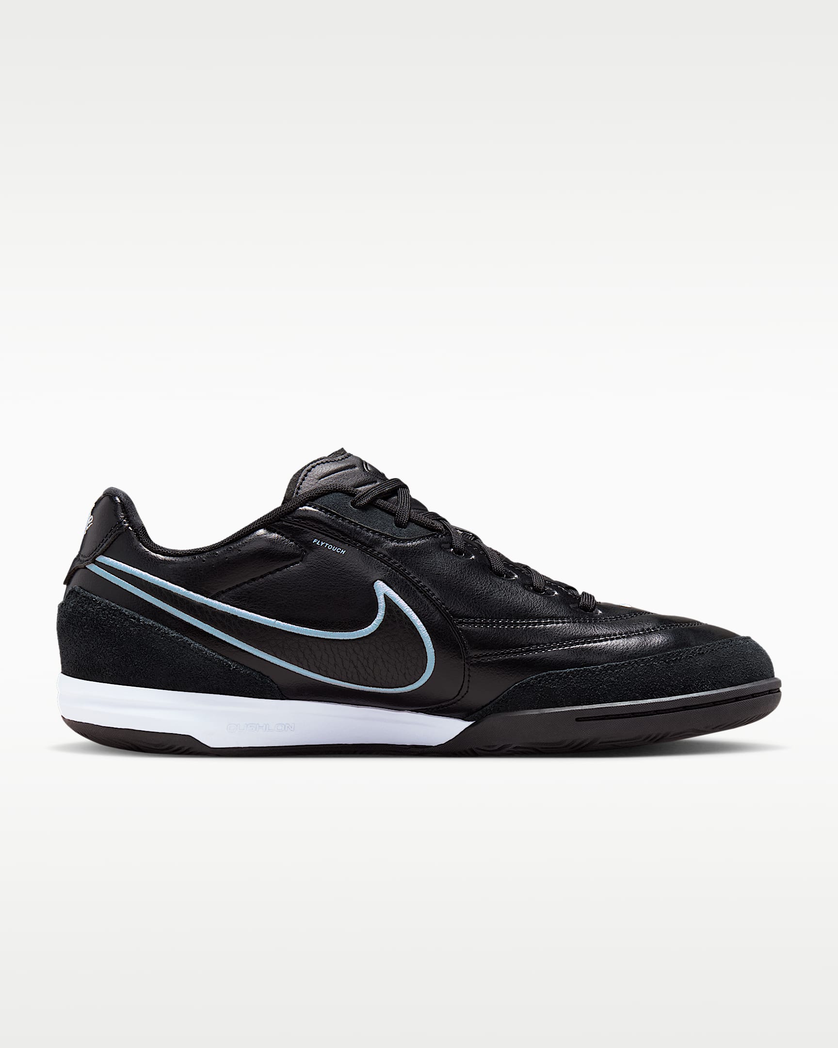 Nike Tiempo Streetgato Indoor/Court Low-Top Soccer Shoes - Black/Ice Blue/Obsidian