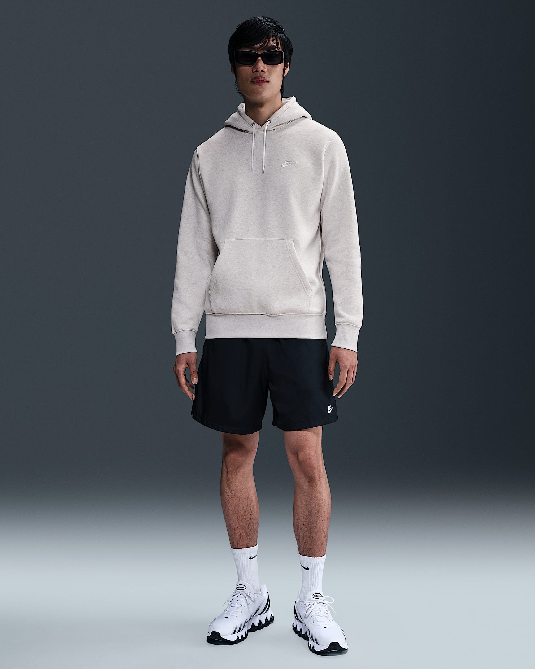 Nike Club Men's Pullover Fleece Hoodie - Birch Heather/White/White