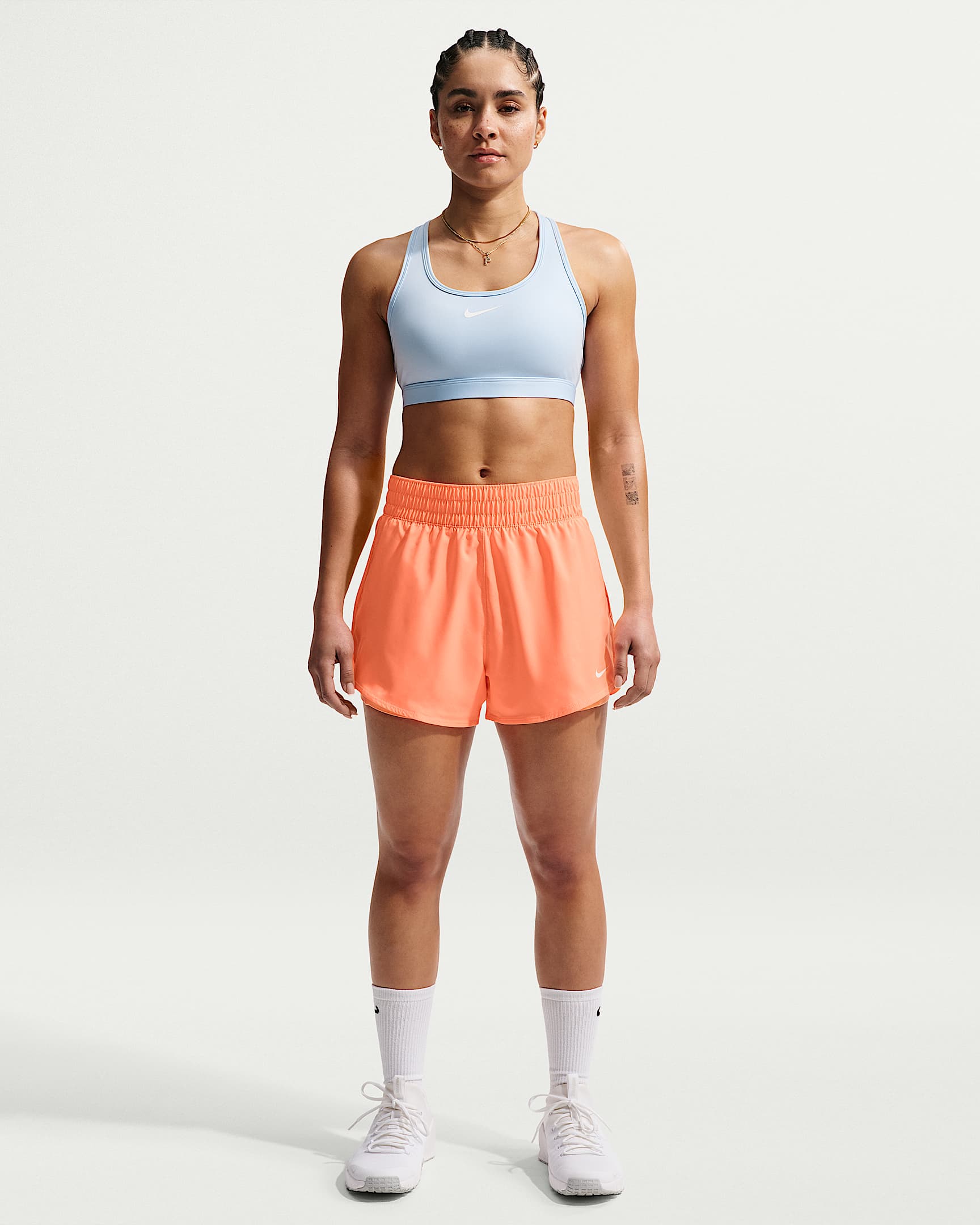 Nike Swoosh Women's Medium-Support Padded Sports Bra - Hydrogen Blue/Stone Mauve/White