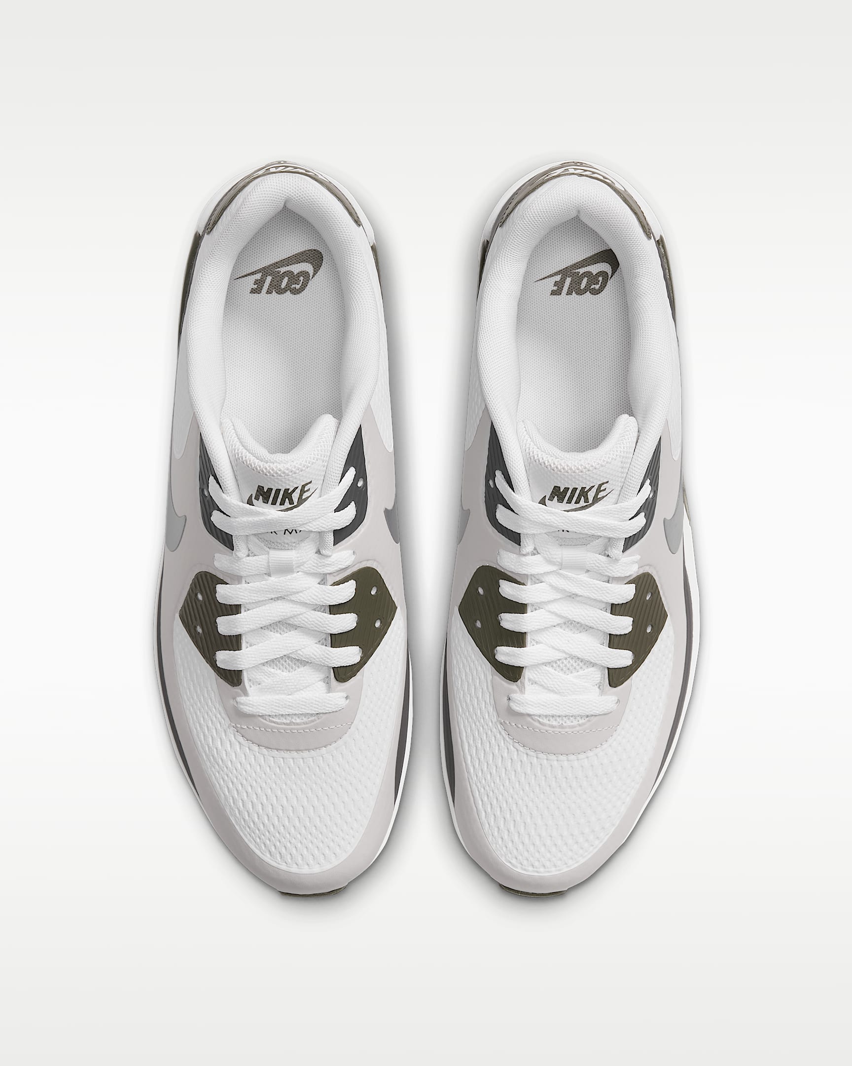 Nike Air Max 90 G Golf Shoes - White/Medium Olive/Vast Grey/Metallic Silver
