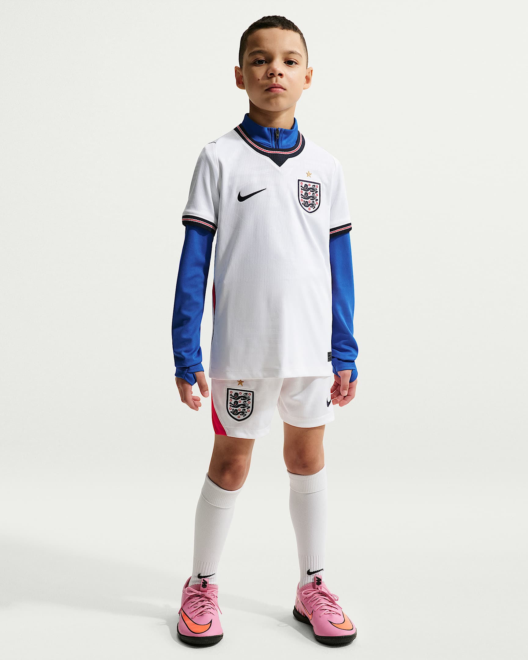 イングランド ナショナルチーム 2026 スタジアム ホーム ジュニア ナイキ Dri-FIT サッカー ユニフォーム トップス - ホワイト/スピードレッド/オブシディアン/オブシディアン