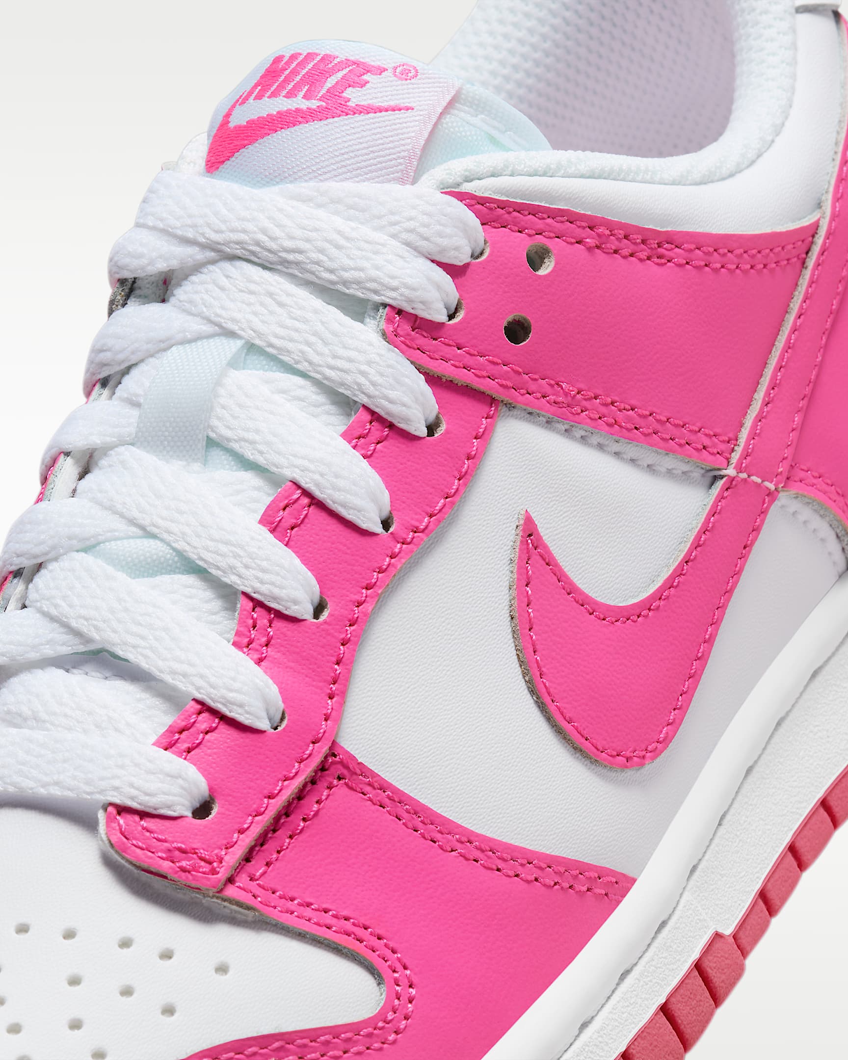 Nike Dunk Low Big Kids' Shoes - White/Pink/Laser Fuchsia