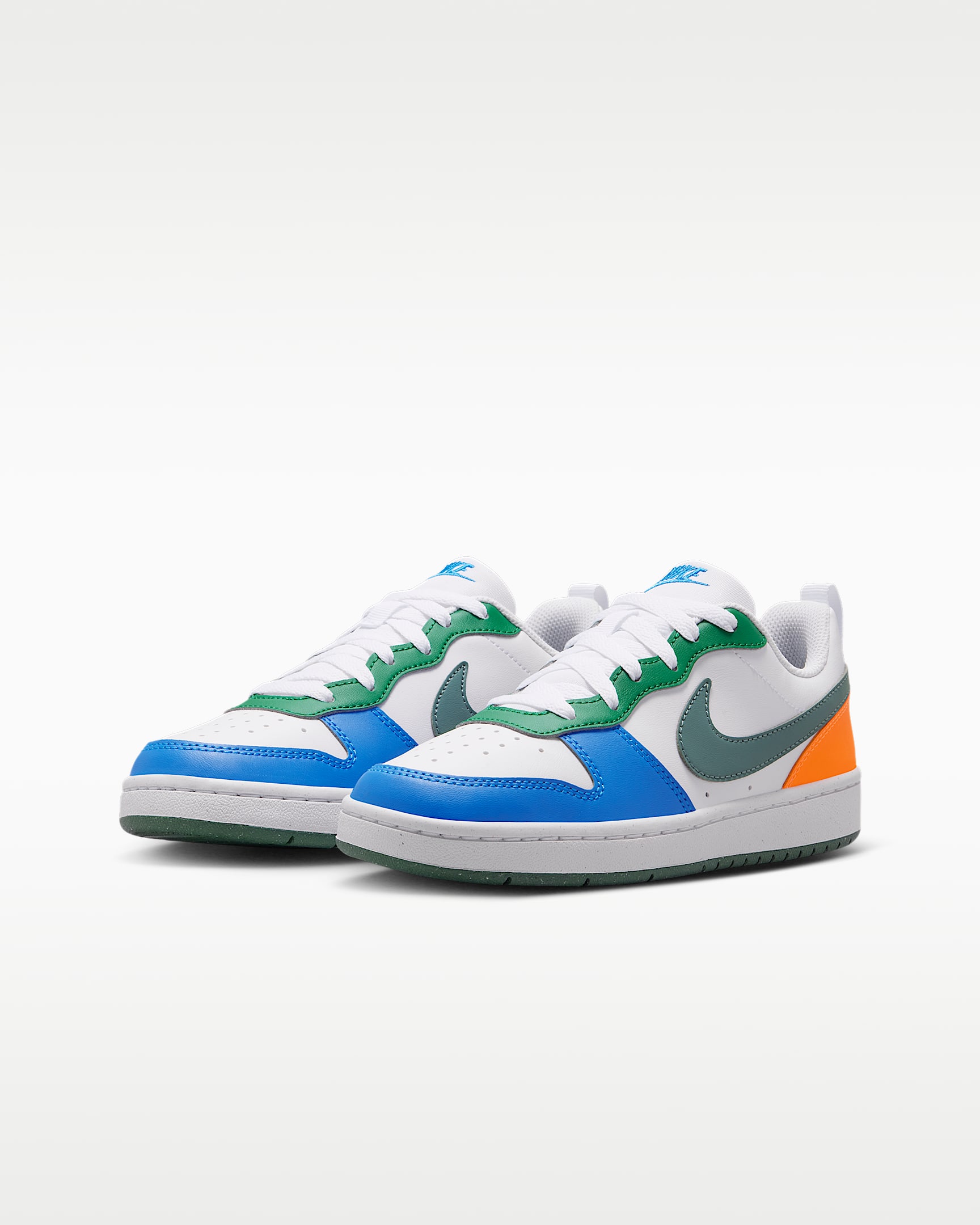 Tenis para niños grandes Nike Court Borough Low Recraft - Blanco/Malaquita/Azul cristal/Pizarra mineral