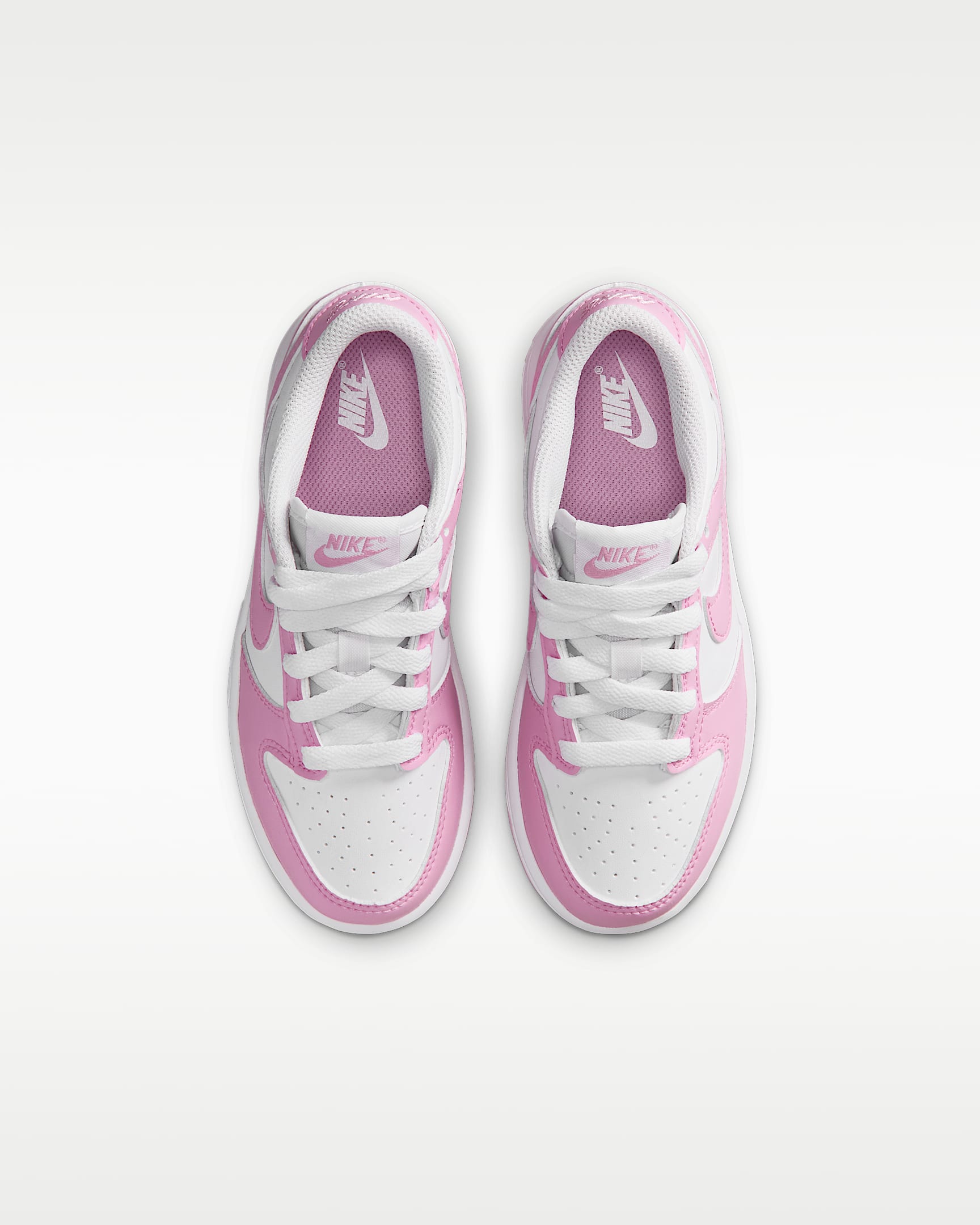 Nike Dunk Low Younger Kids' Shoes - White/White/White/Pink Rise