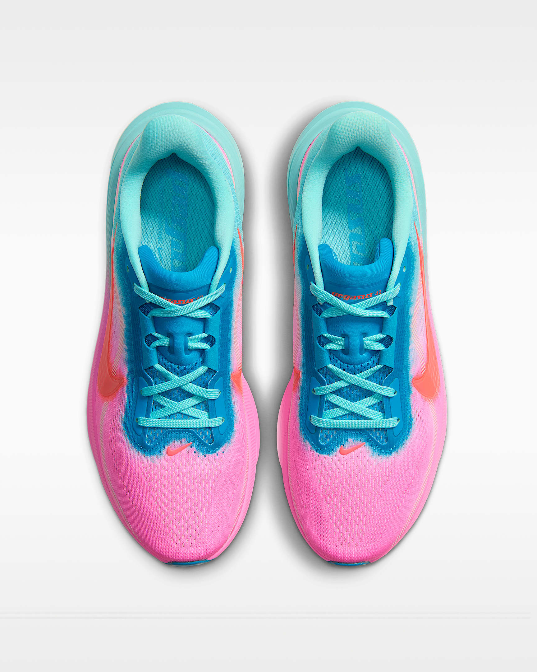 Nike Pegasus 42 hardloopschoenen voor heren (straat) - Pink Spell/Bleached Turquoise/Dusty Cactus/Laser Crimson