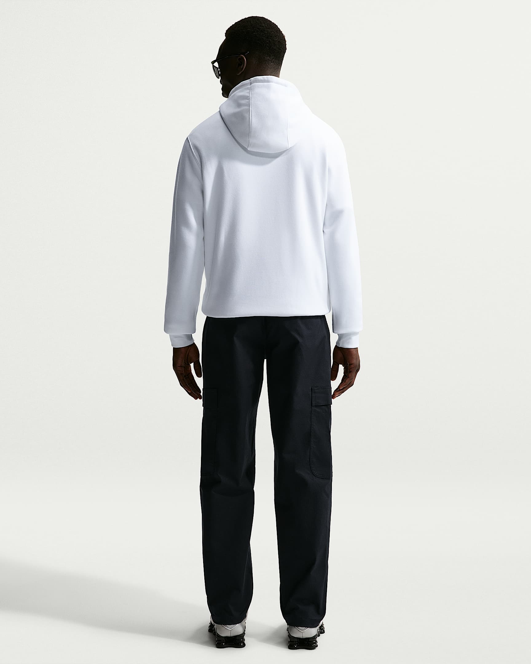 Nike Club Men's Pullover Fleece Hoodie - White/White/Black