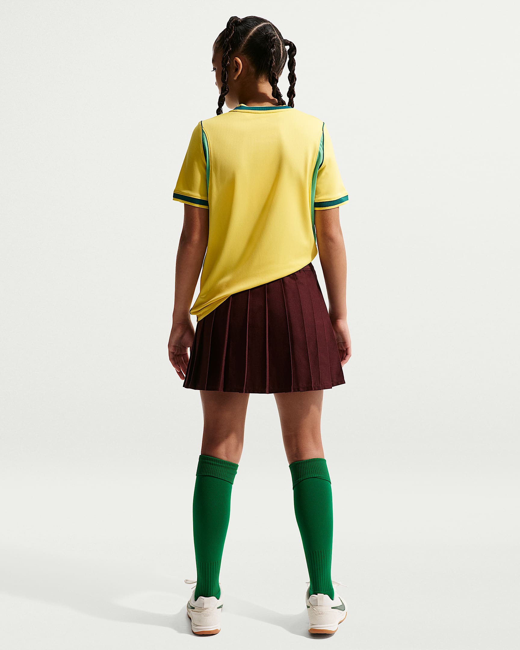 Brazil National Team 2026 Stadium Home Big Kids' Nike Dri-FIT Soccer Jersey - Canary/Light Menta/Geode Teal