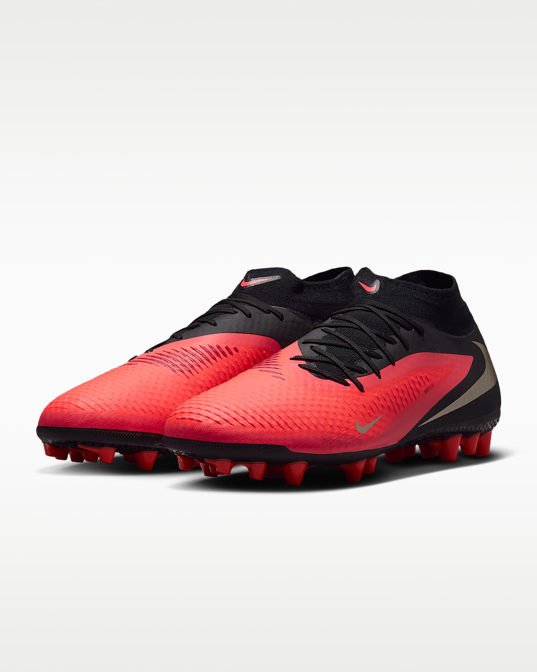 Nike Phantom 6 High Academy Artificial-Grass Football Boots - Bright Crimson/Black/Blur