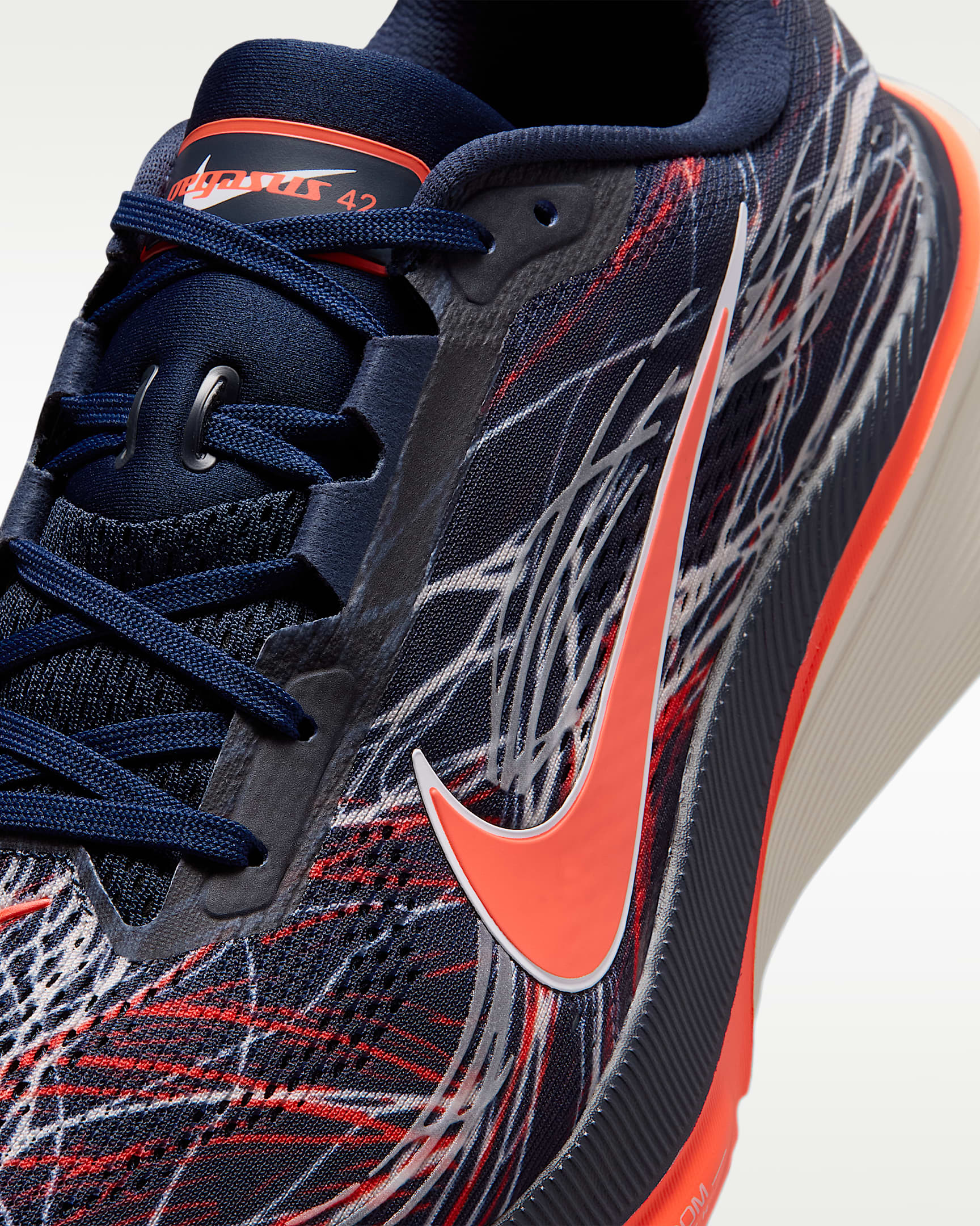 Nike Pegasus 42 Men's Road-Running Shoes - Obsidian/Light Bone/Bright Crimson/Dynamic Yellow