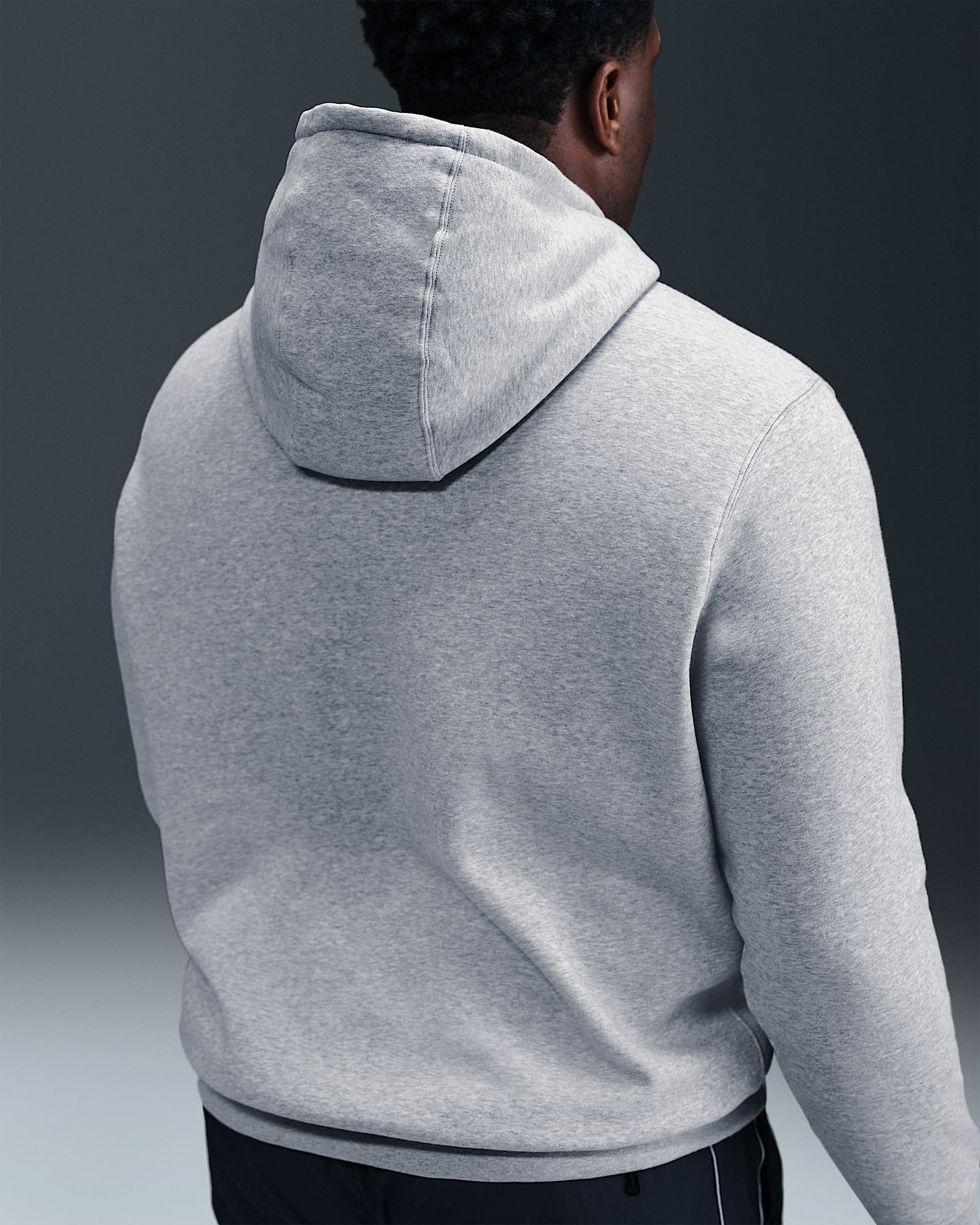 Nike Club fleecehettegenser til herre - Dark Grey Heather/Light Smoke Grey/Hvit
