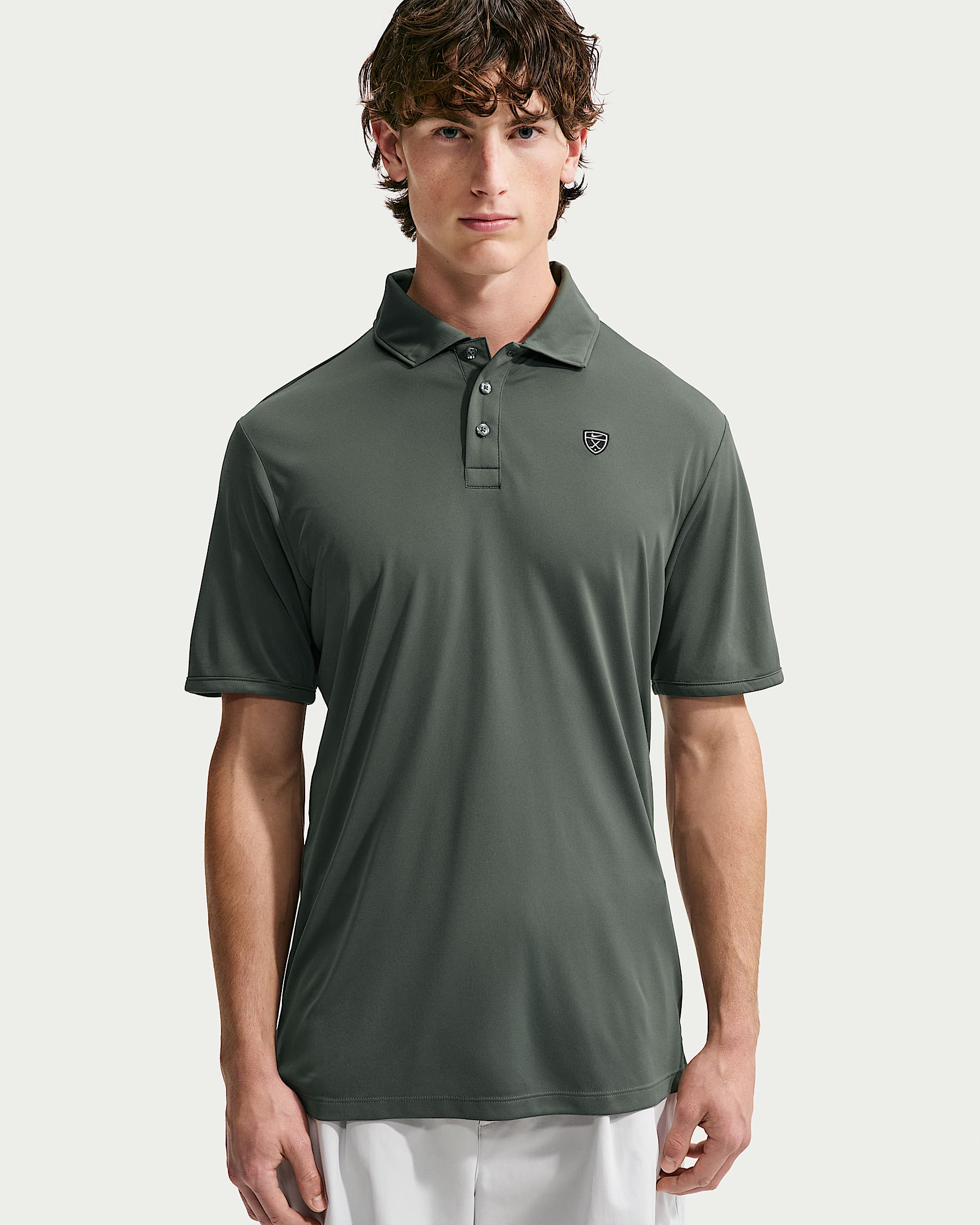 Nike Par Men's Dri-FIT Chest Logo Golf Polo - Camo Green/White