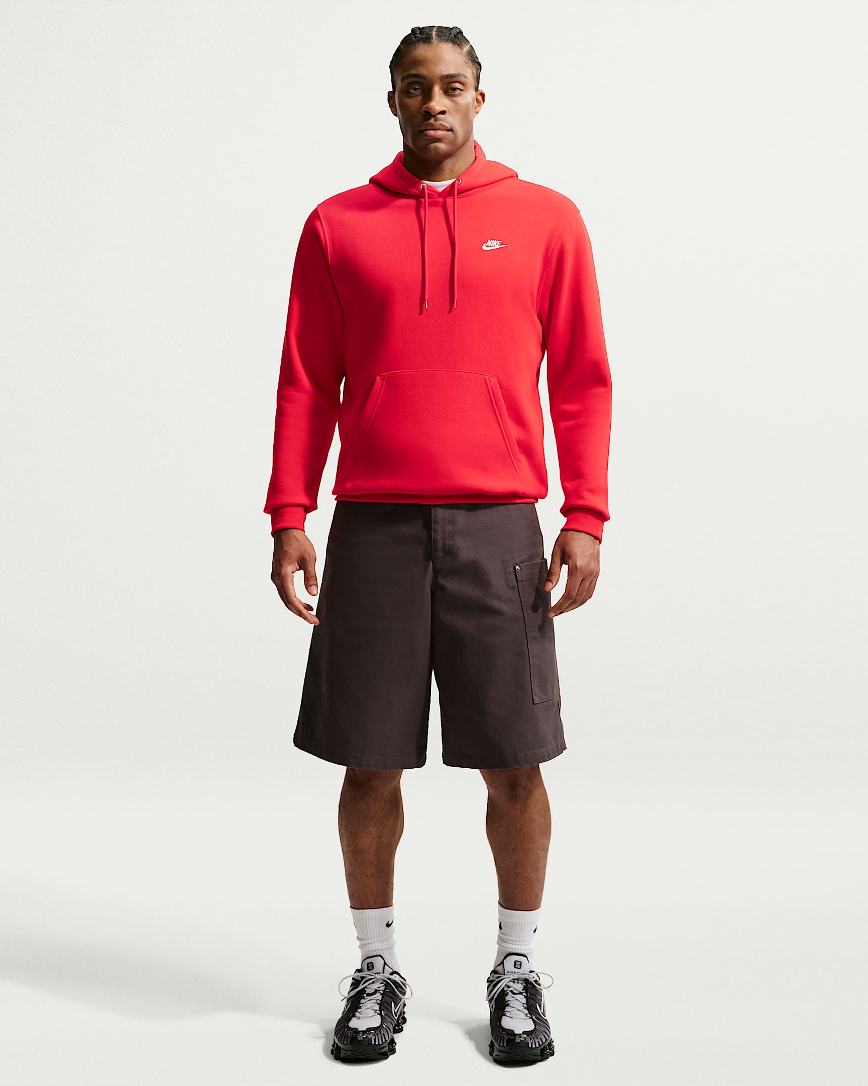 Nike Club fleecehettegenser til herre - University Red/University Red/Hvit