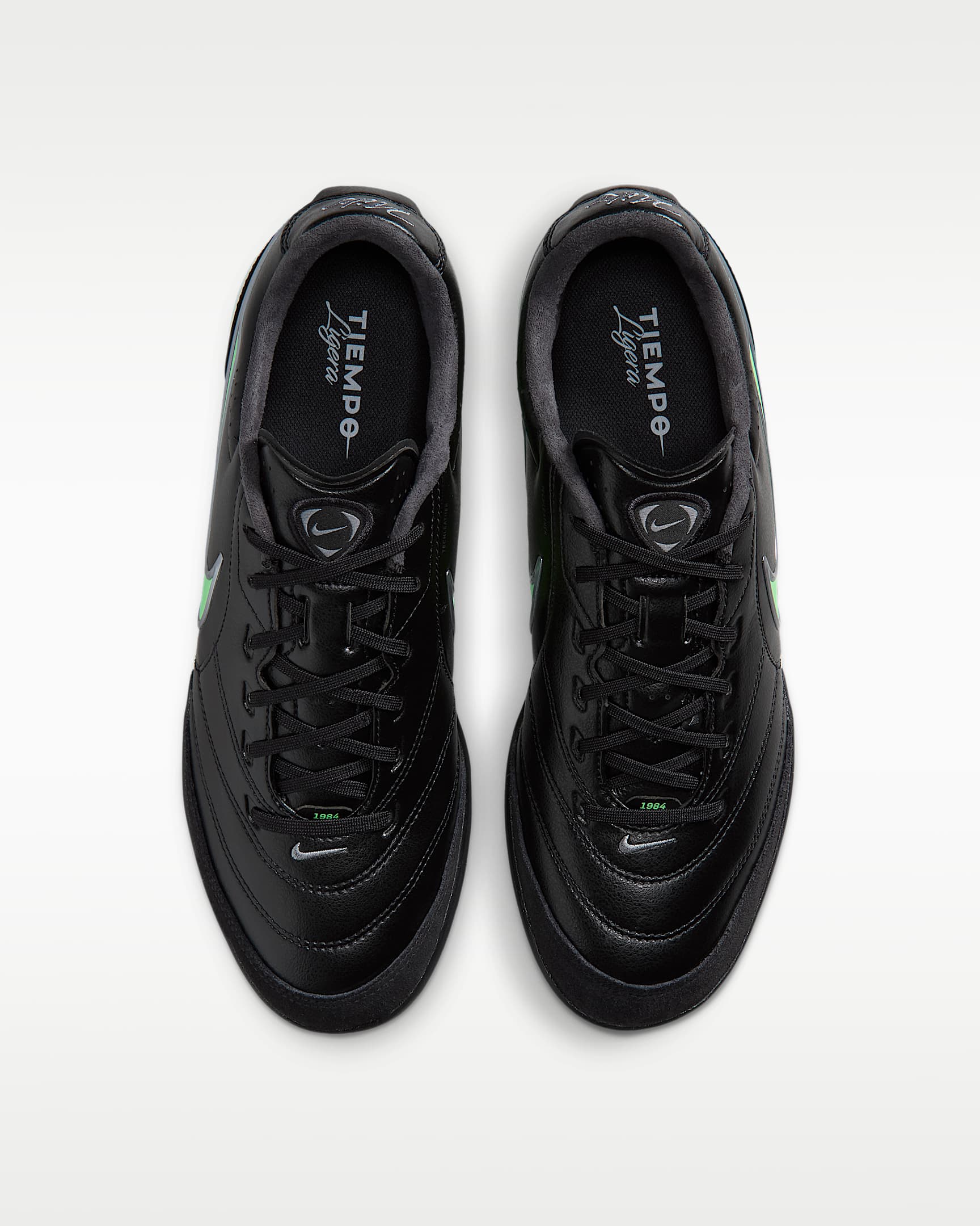 Nike Tiempo Ligera Pro Turf Low-Top Football Shoes - Black/Black/Illusion Green
