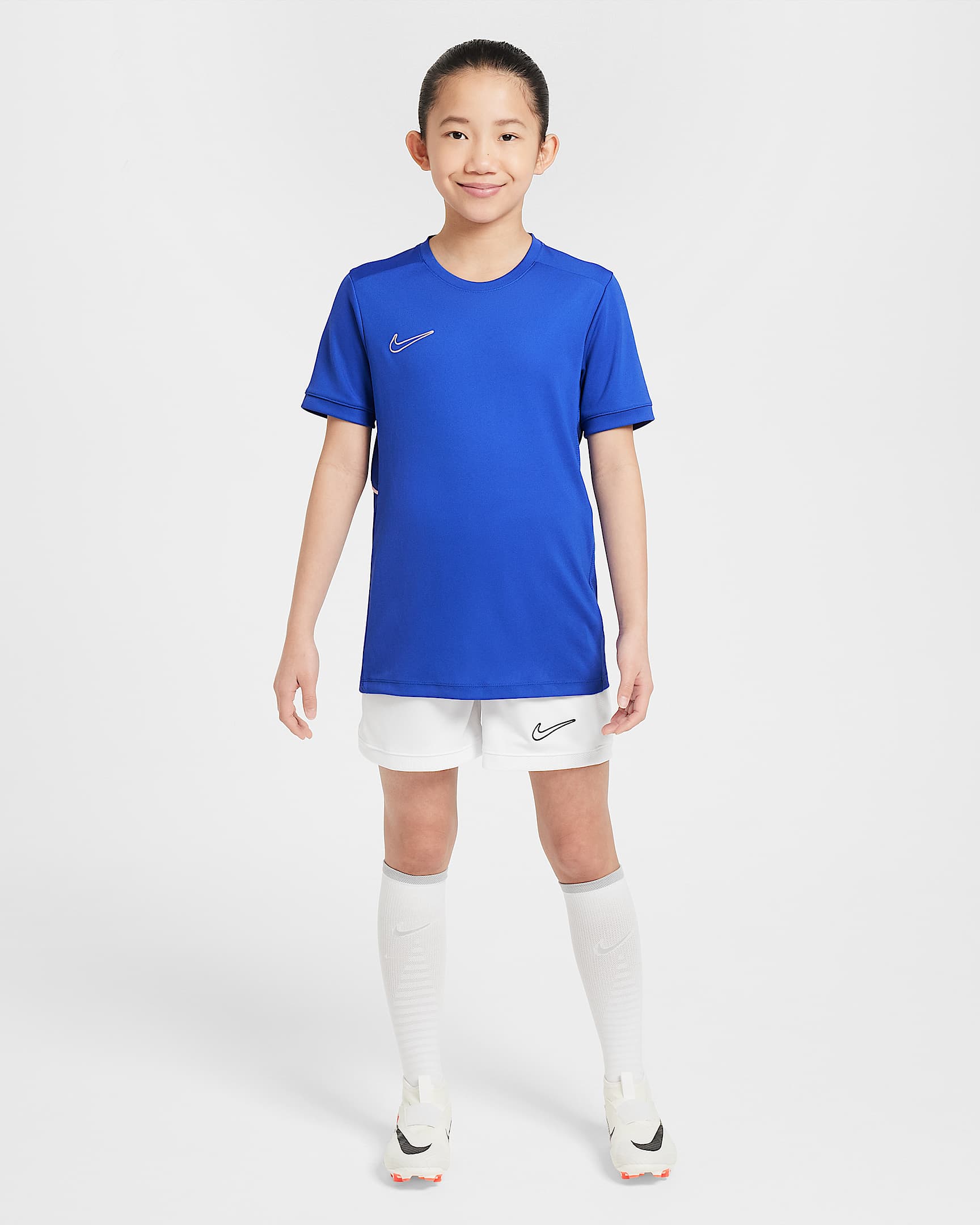 Camisola de futebol Dri-FIT Nike Academy Júnior - Game Royal/Game Royal/Branco/Branco