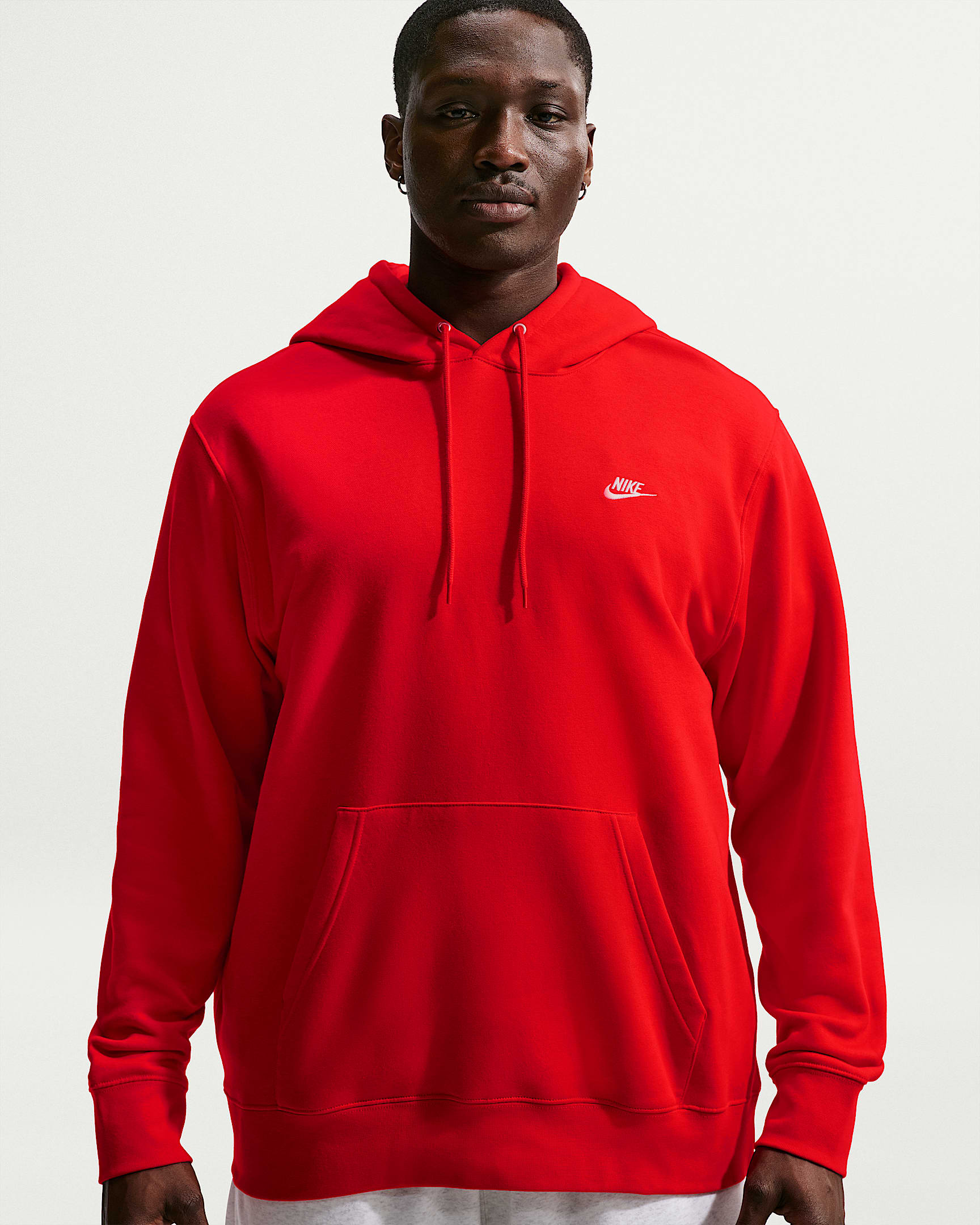 Nike Club fleecehettegenser til herre - University Red/University Red/Hvit