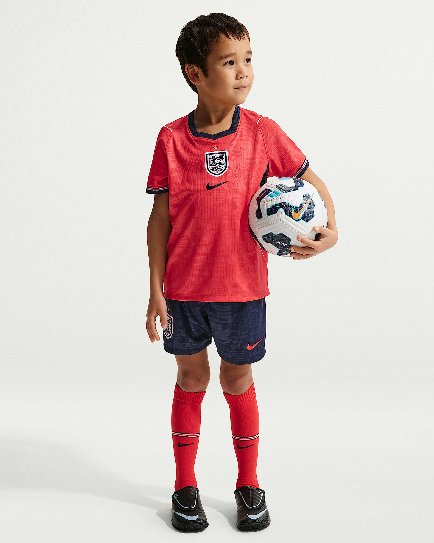 England 2026 Stadium Away Younger Kids' Nike Football Replica 3-Piece Kit - Speed Red/Obsidian/White