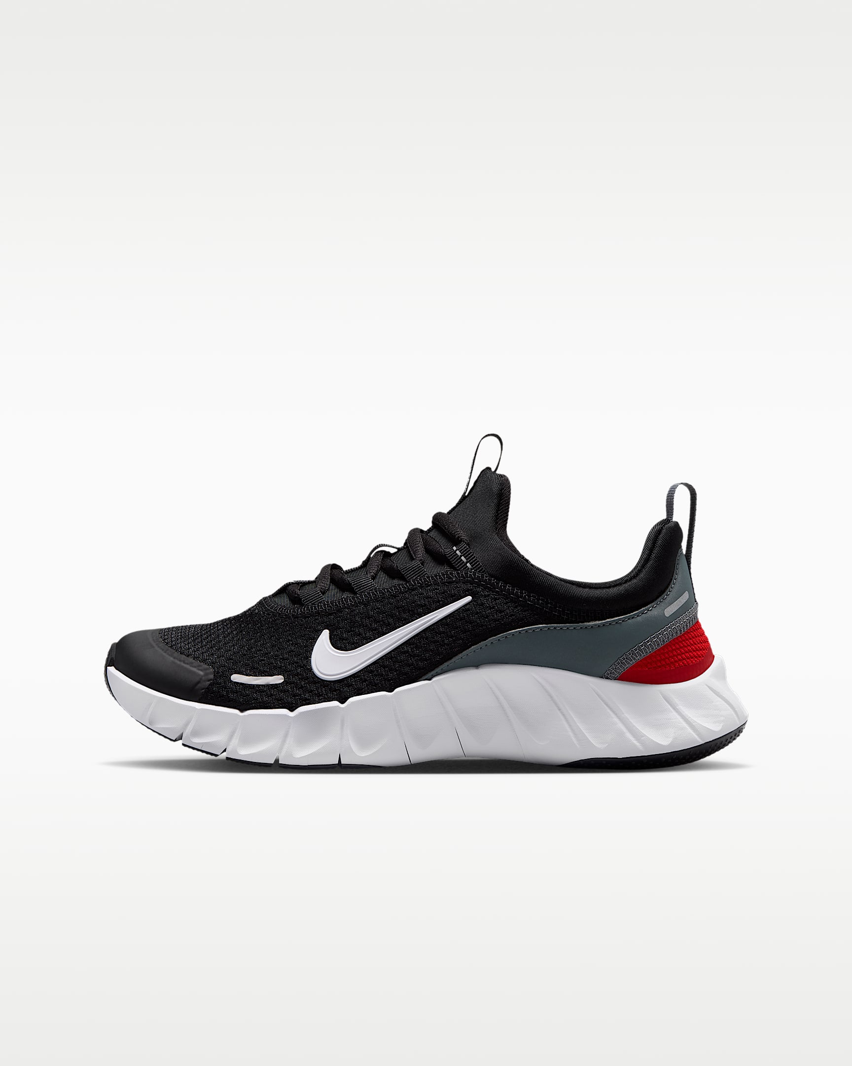 รองเท้าวิ่งเด็กโต Nike Free Ride - ดำ/Cool Grey/University Red/ขาว