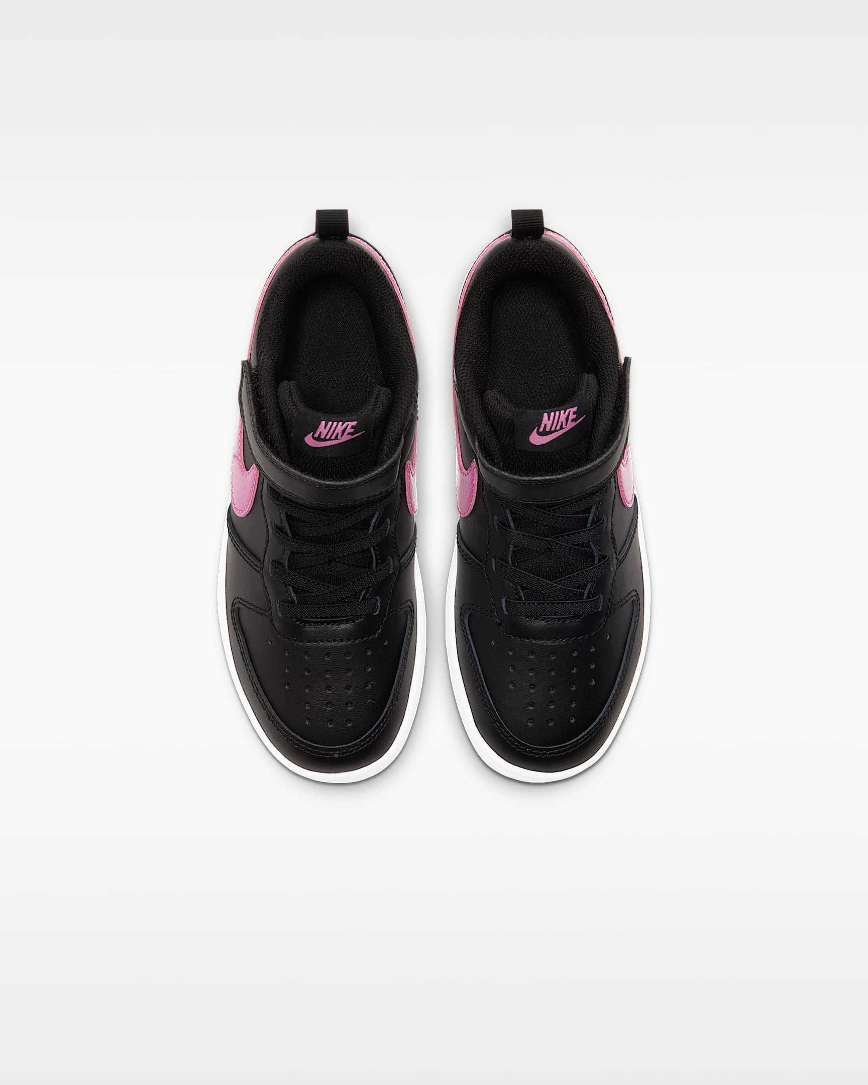 Nike Court Borough Low 2 Little Kids' Shoes - Black/White/Active Fuchsia
