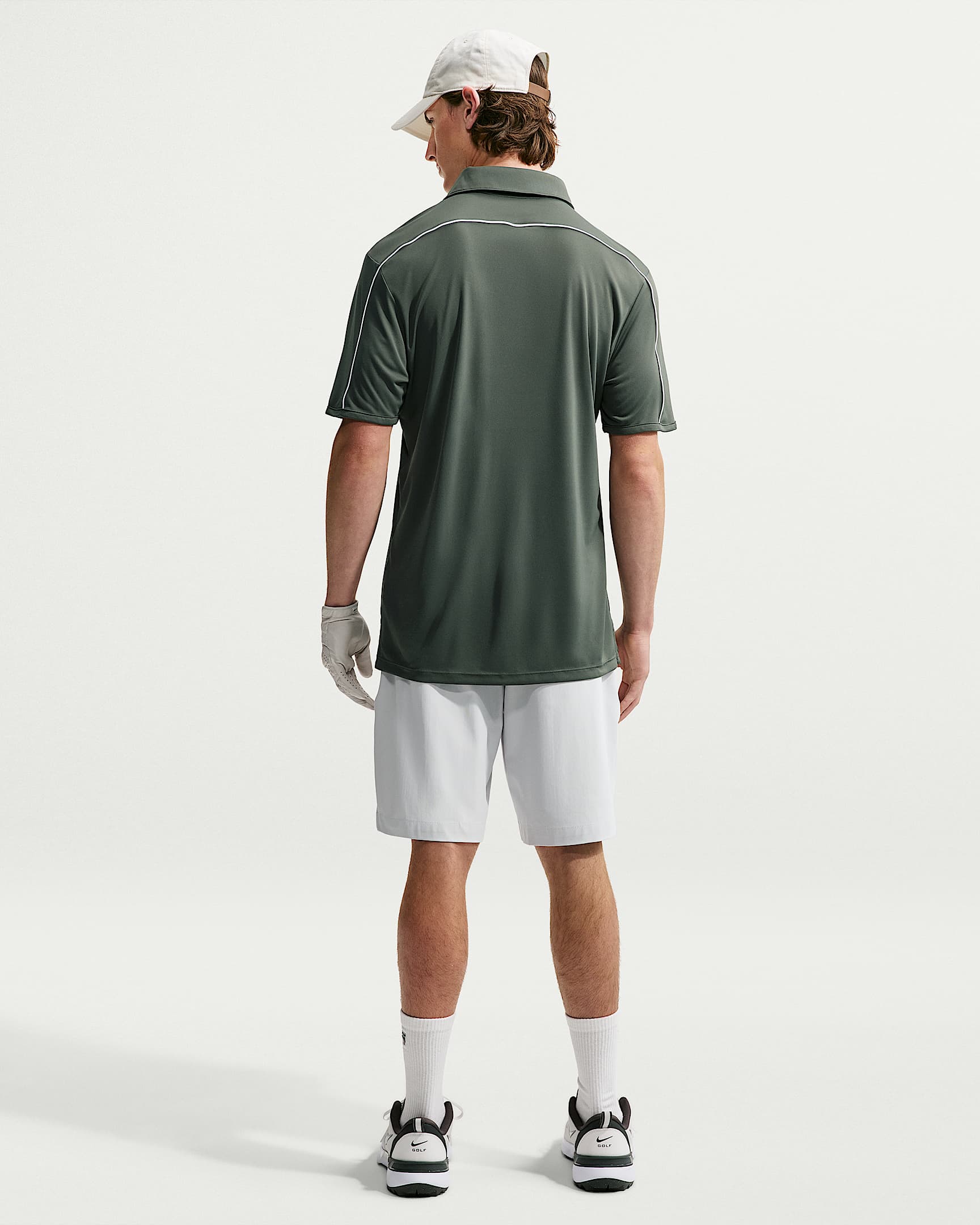 Nike Par Men's Dri-FIT Chest Logo Golf Polo - Camo Green/White