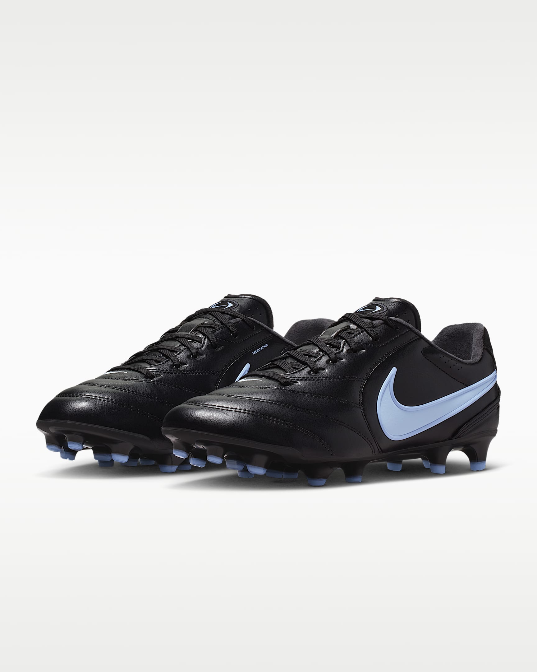 Nike Tiempo Ligera Pro Firm-Ground Low-Top Soccer Cleats - Black/Ice Blue/Obsidian