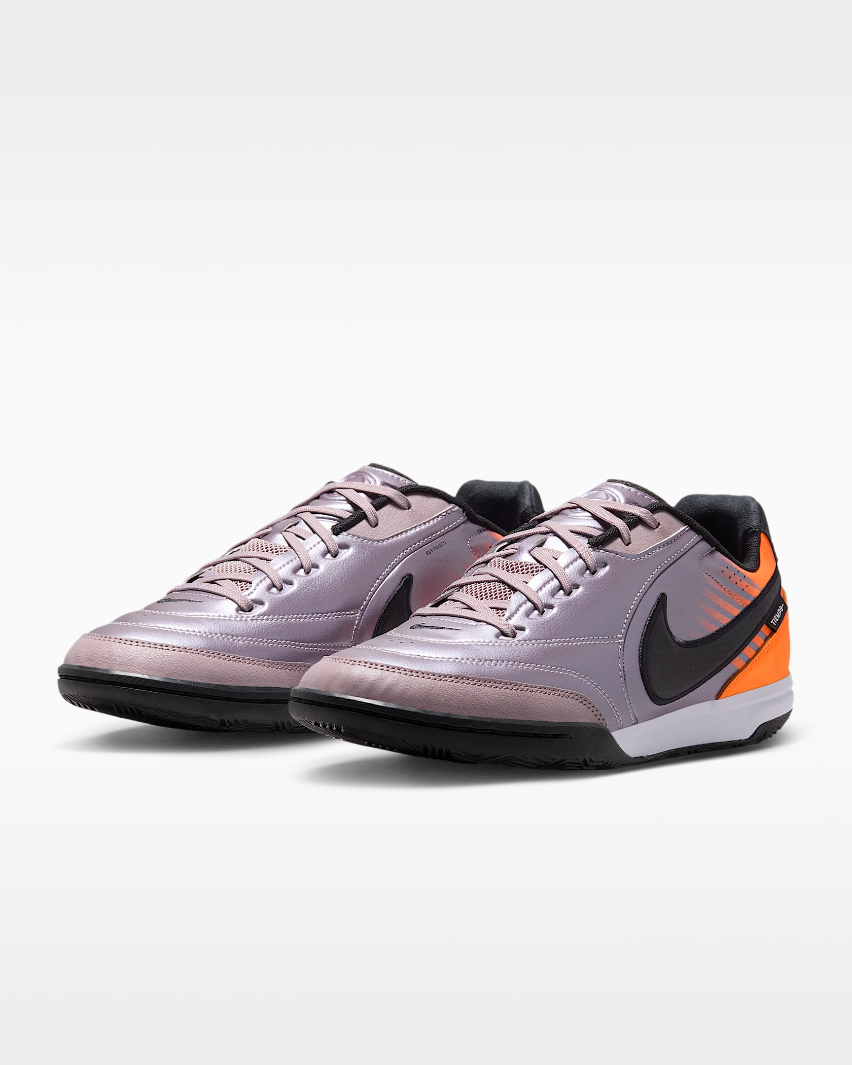 Nike Tiempo Streetgato PRM Heritage Indoor/Court Low-Top Soccer Shoes - Bleached Lilac/Total Orange/Black