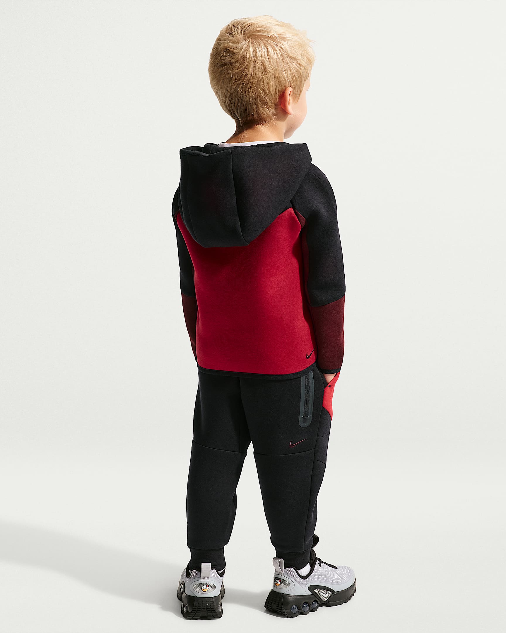 Nike Sportswear Toddler Tech Fleece 2-Piece Full-Zip Set - Black/Tough Red
