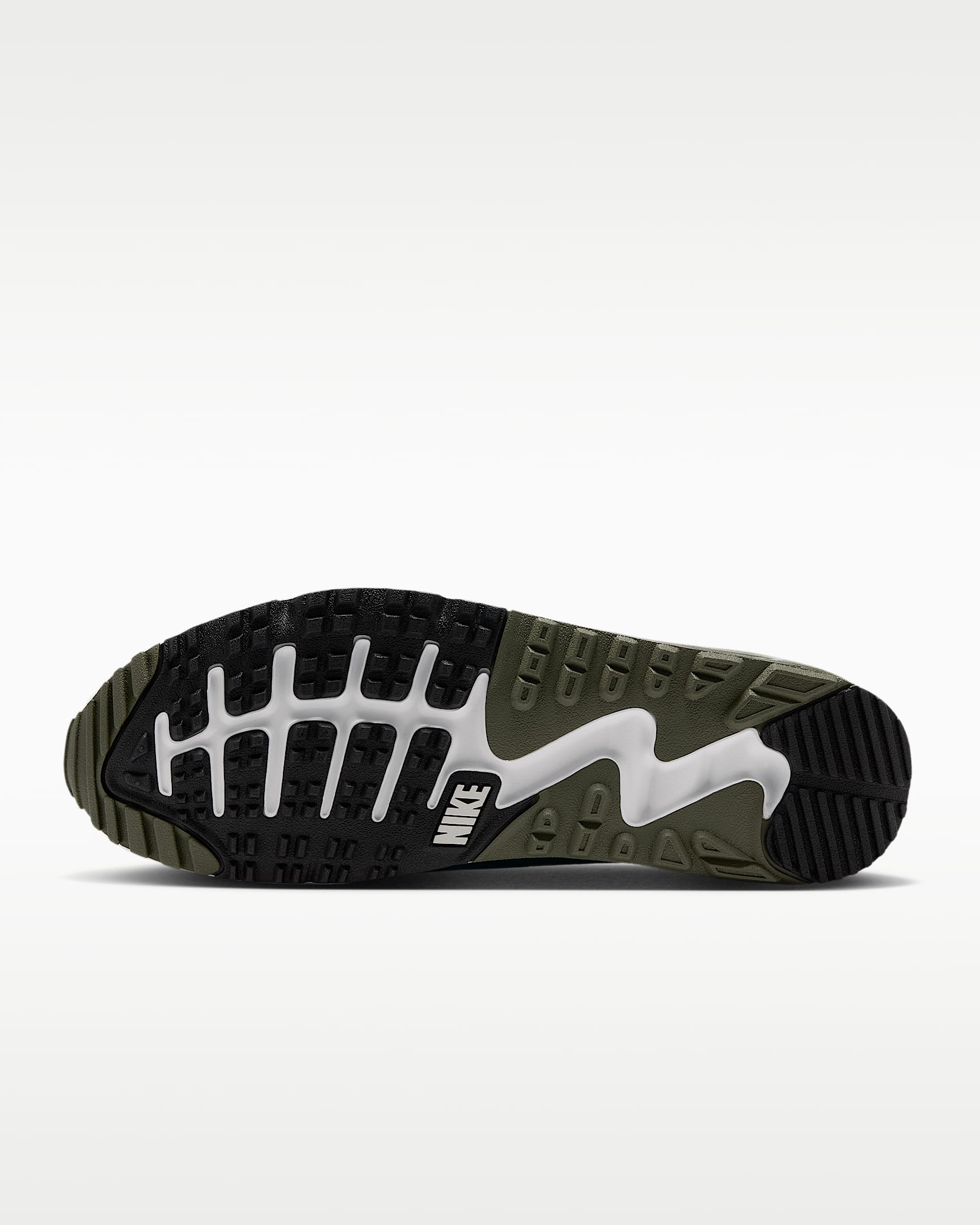 Nike Air Max 90 G Golf Shoes - White/Medium Olive/Vast Grey/Metallic Silver