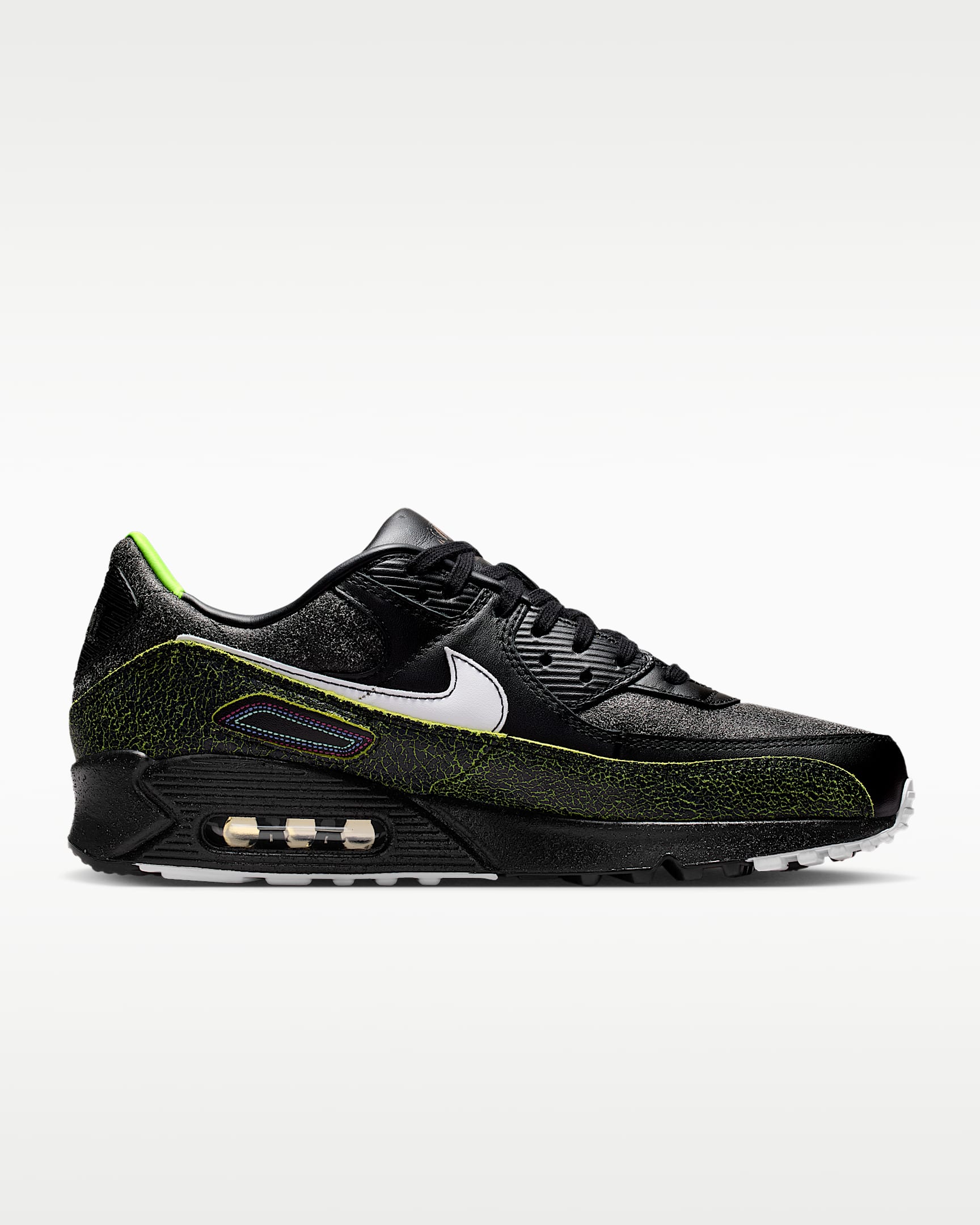 Tenis para hombre Nike Air Max 90 "Tiempo" - Negro/Negro/Verde voltaje/Blanco