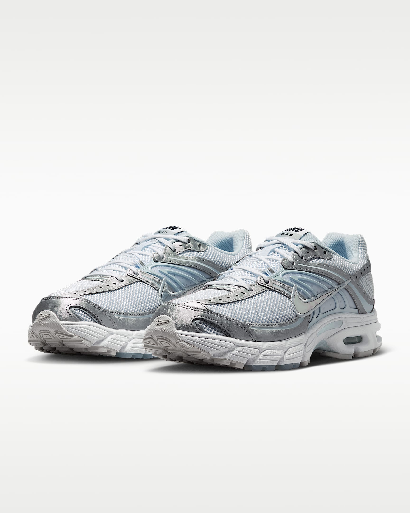 Nike Air Max Moto 2K Women's Shoes with Reflective Accents - White/Blue Tint/Neutral Grey/Metallic Silver