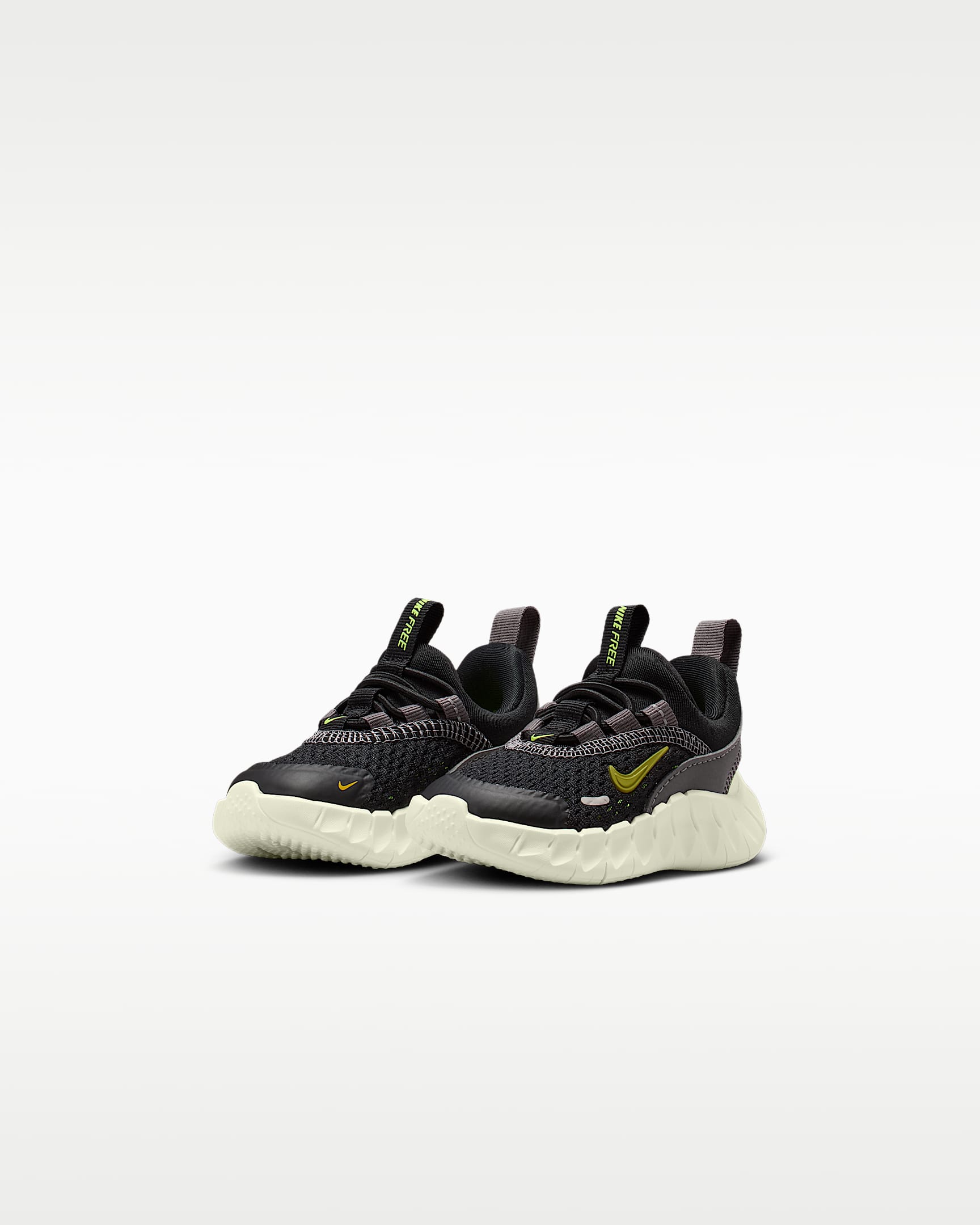 Tenis para bebé e infantil Nike Free Ride - Negro/Punta de Lápiz/Hielo volt/Cuarzo azafrán