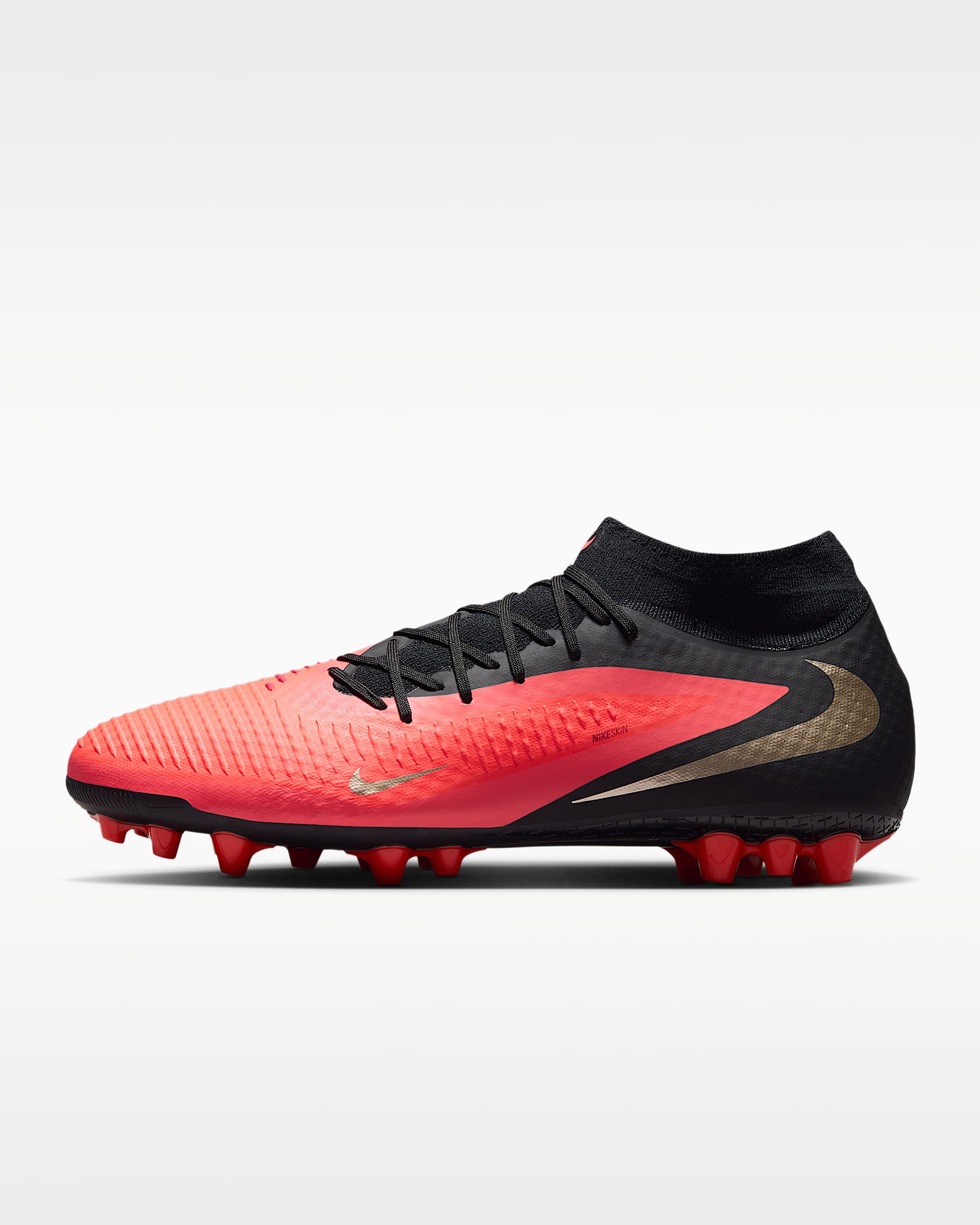 Nike Phantom 6 High Academy Artificial-Grass Football Boots - Bright Crimson/Black/Blur