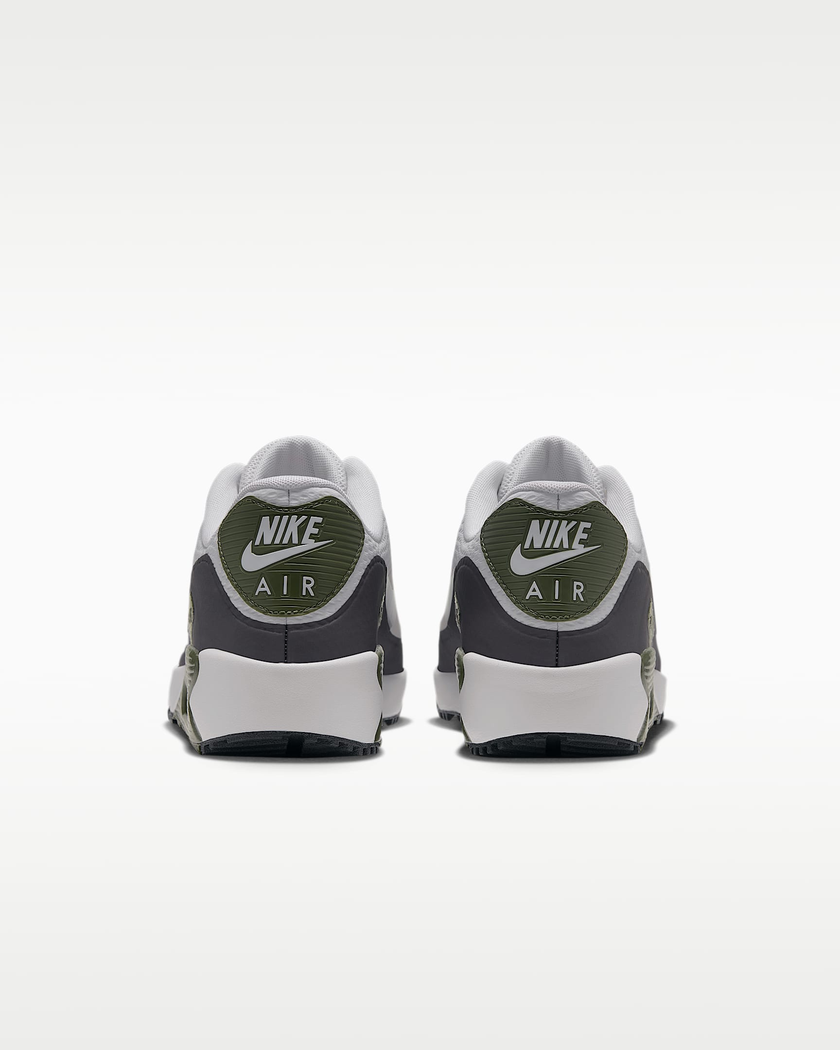 Nike Air Max 90 G Golf Shoes - White/Medium Olive/Vast Grey/Metallic Silver
