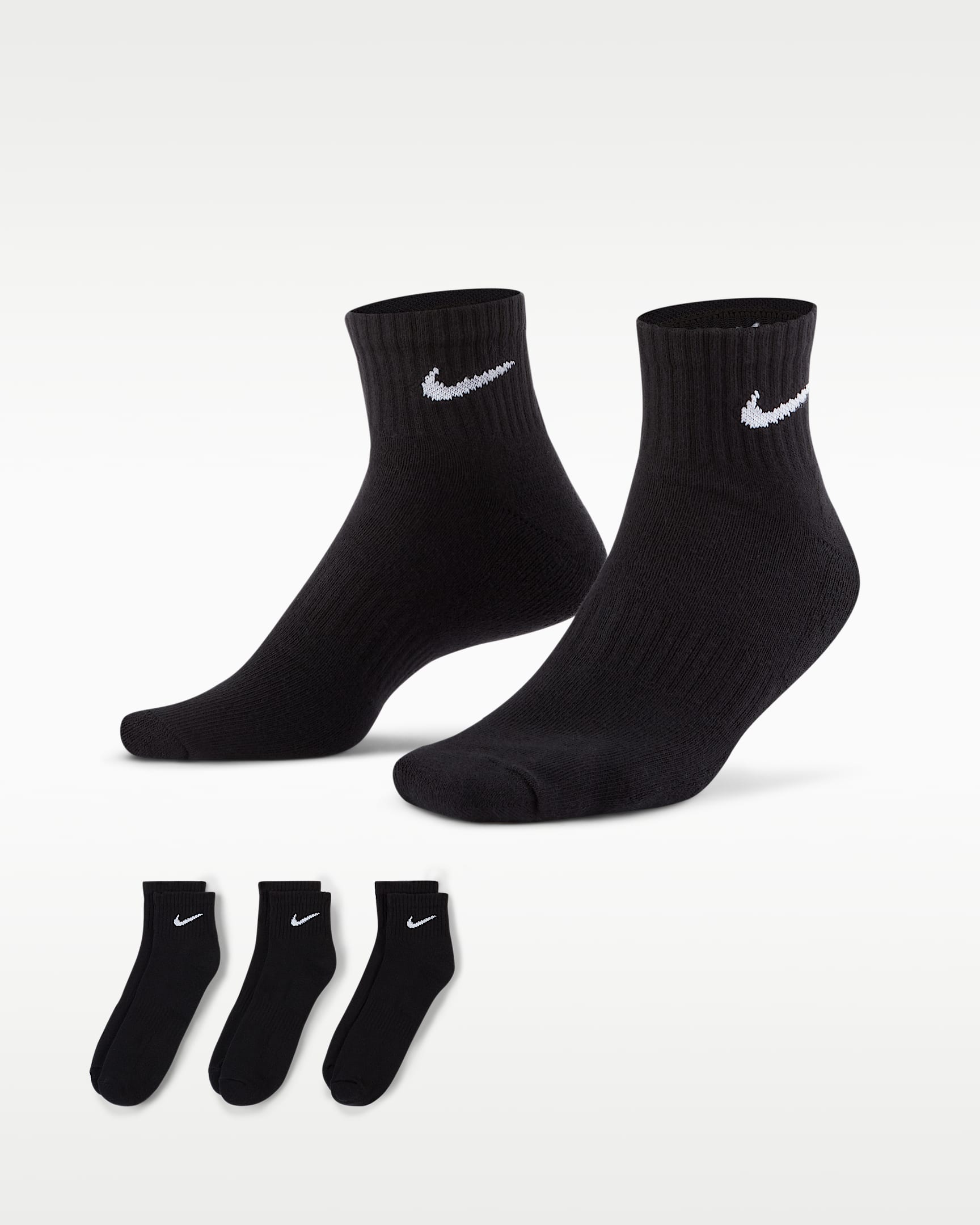 Nike Everyday Cushioned Training Ankle Socks (3 Pairs) - Black/White