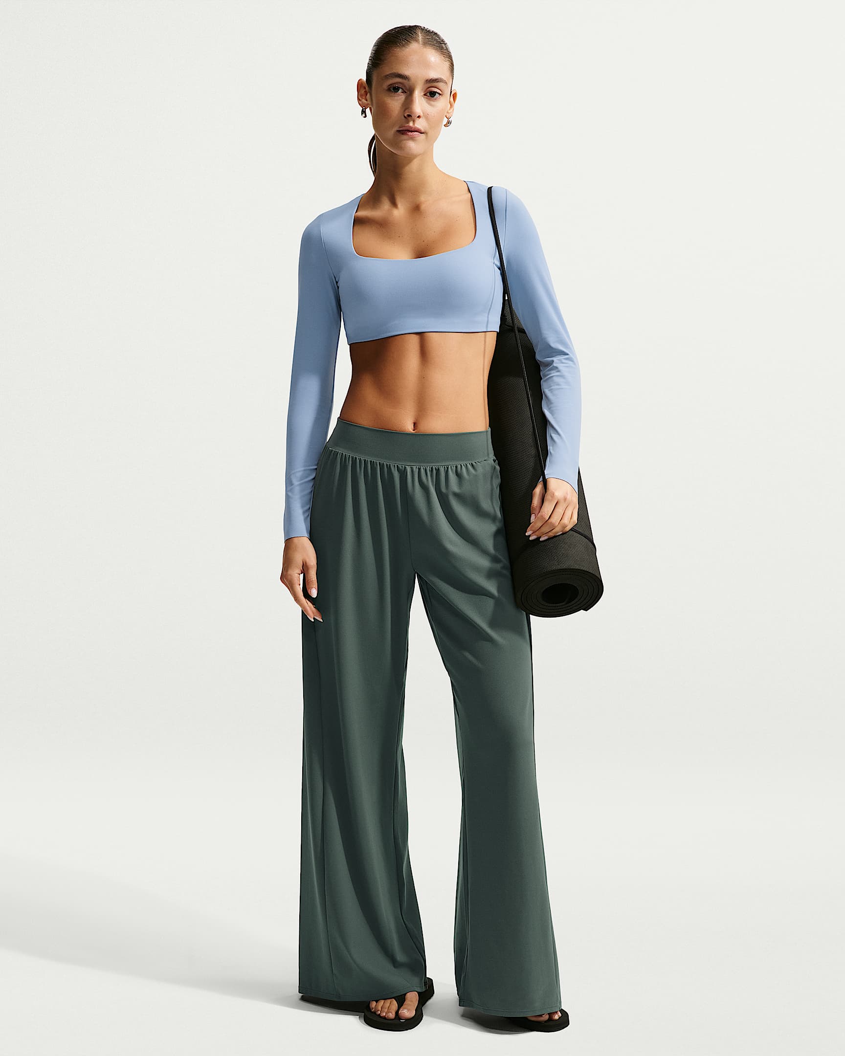 Nike Zenvy Women's Light-Support Padded Long-Sleeve Sports Bra - Work Blue/White