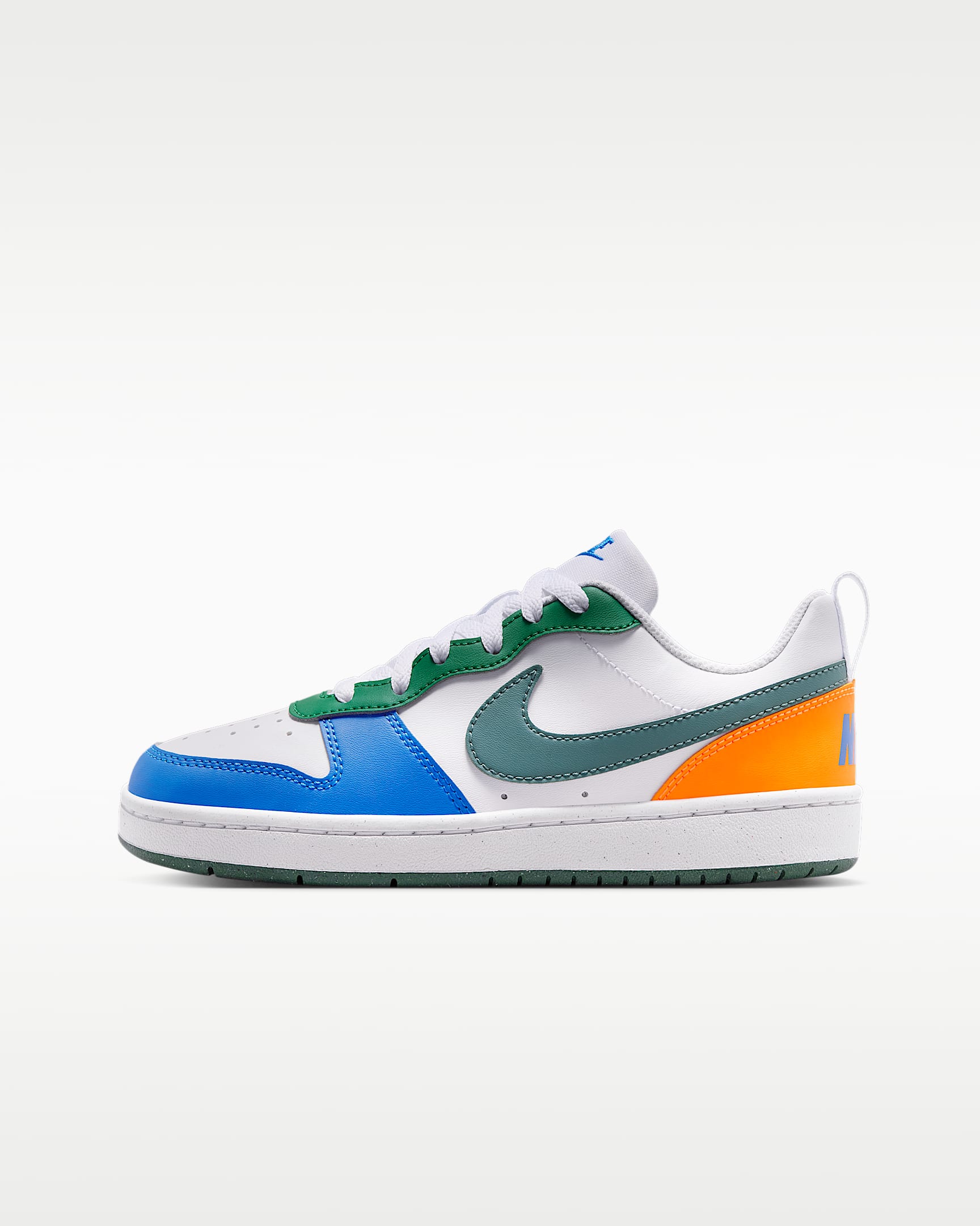 Tenis para niños grandes Nike Court Borough Low Recraft - Blanco/Malaquita/Azul cristal/Pizarra mineral