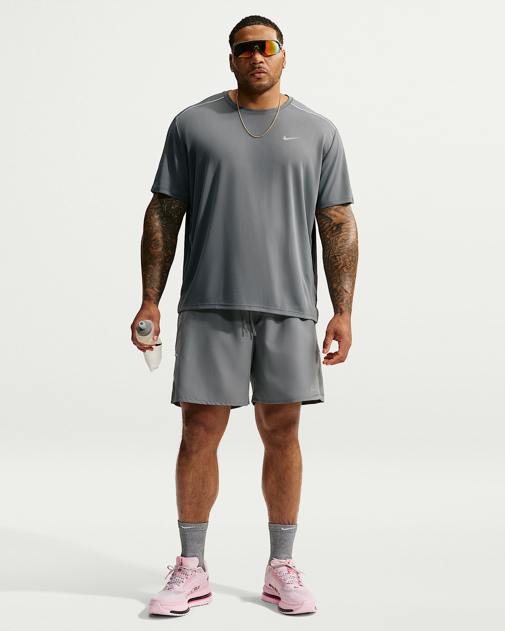 Nike Miler Men's Dri-FIT Short-Sleeve Running Top - Smoke Grey/Iron Grey
