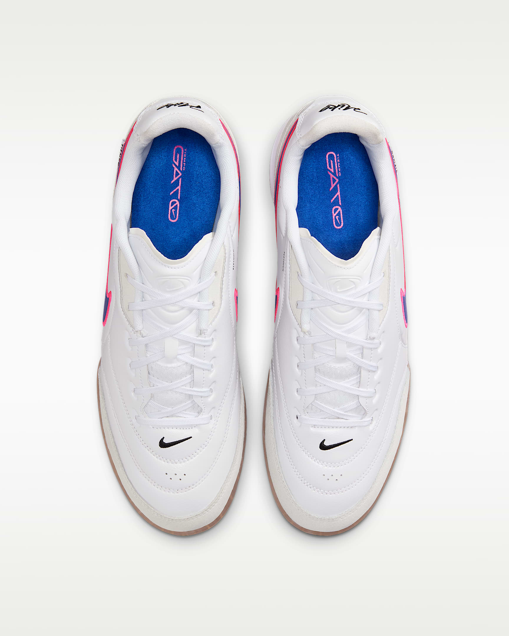 Nike Tiempo Streetgato Indoor/Court Low-Top Football Shoes - White/Pink Blast/Racer Blue