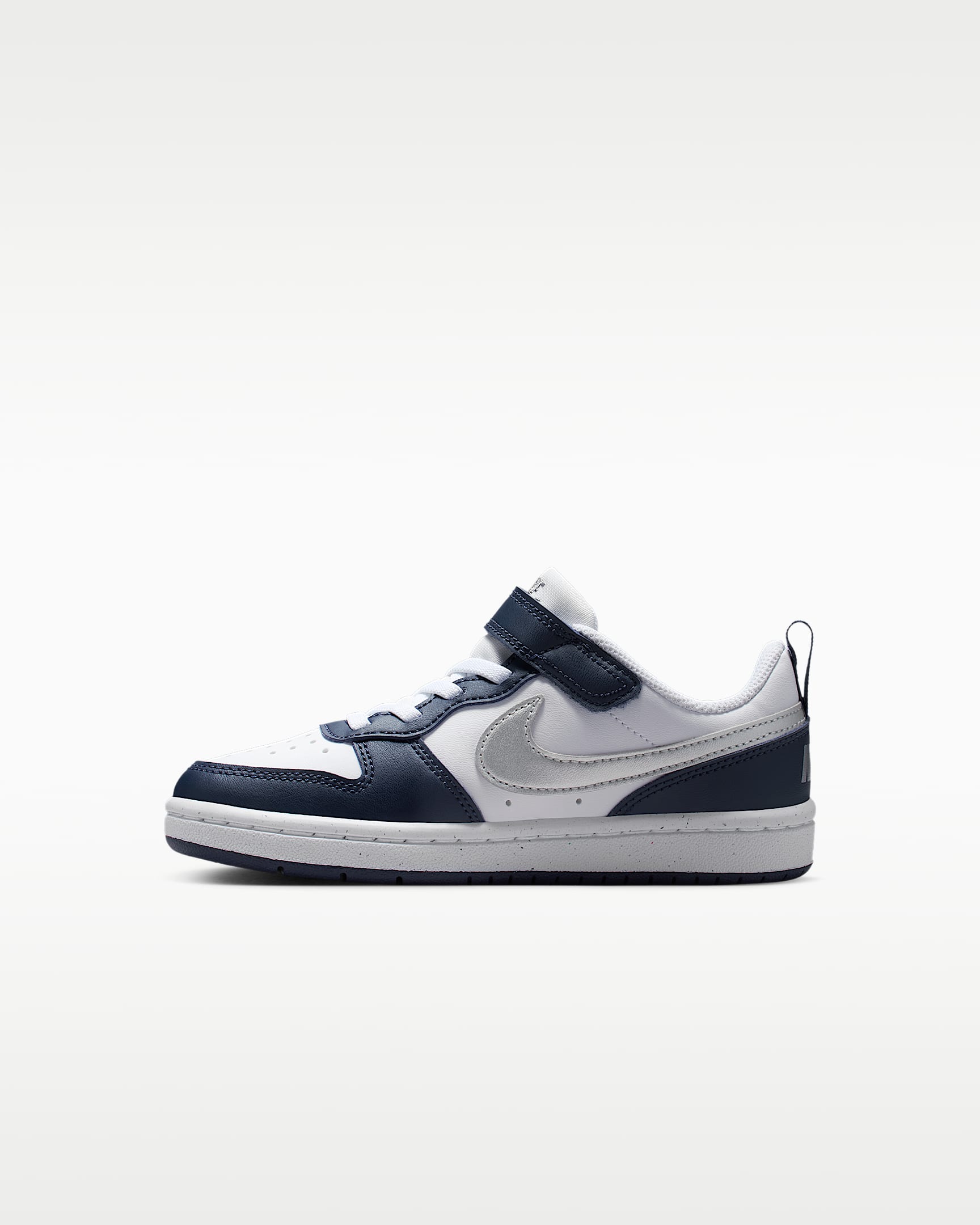 Tenis para niños de preescolar Nike Court Borough Low Recraft - Blanco/Noche intenso/Azul marino medianoche/Plata metalizado