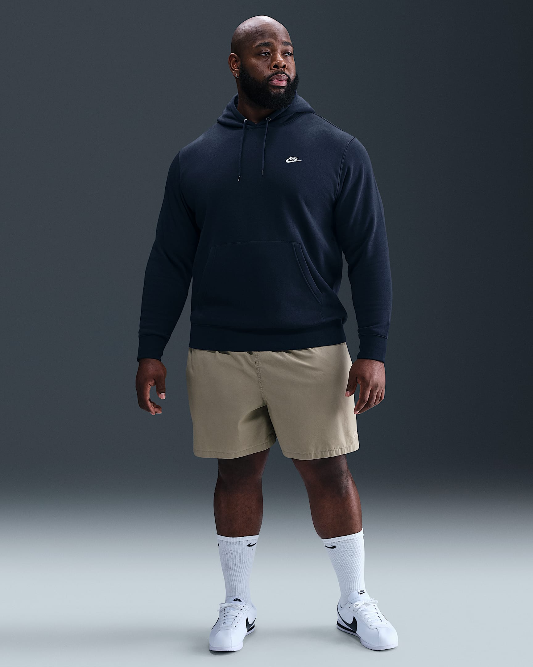 Felpa pullover in fleece con cappuccio Nike Club – Uomo - Ossidiana/Ossidiana/Bianco
