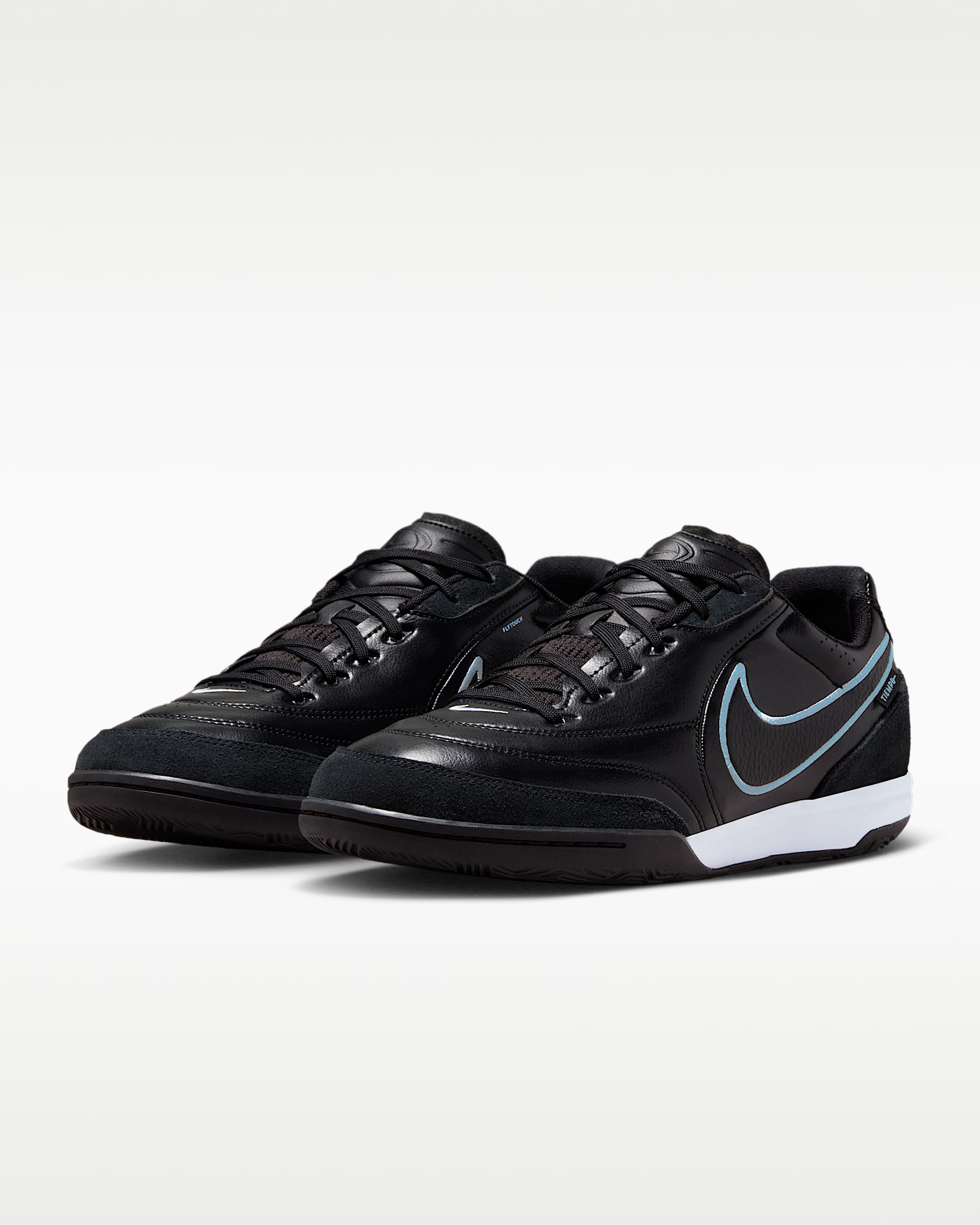 Nike Tiempo Streetgato Indoor/Court Low-Top Soccer Shoes - Black/Ice Blue/Obsidian