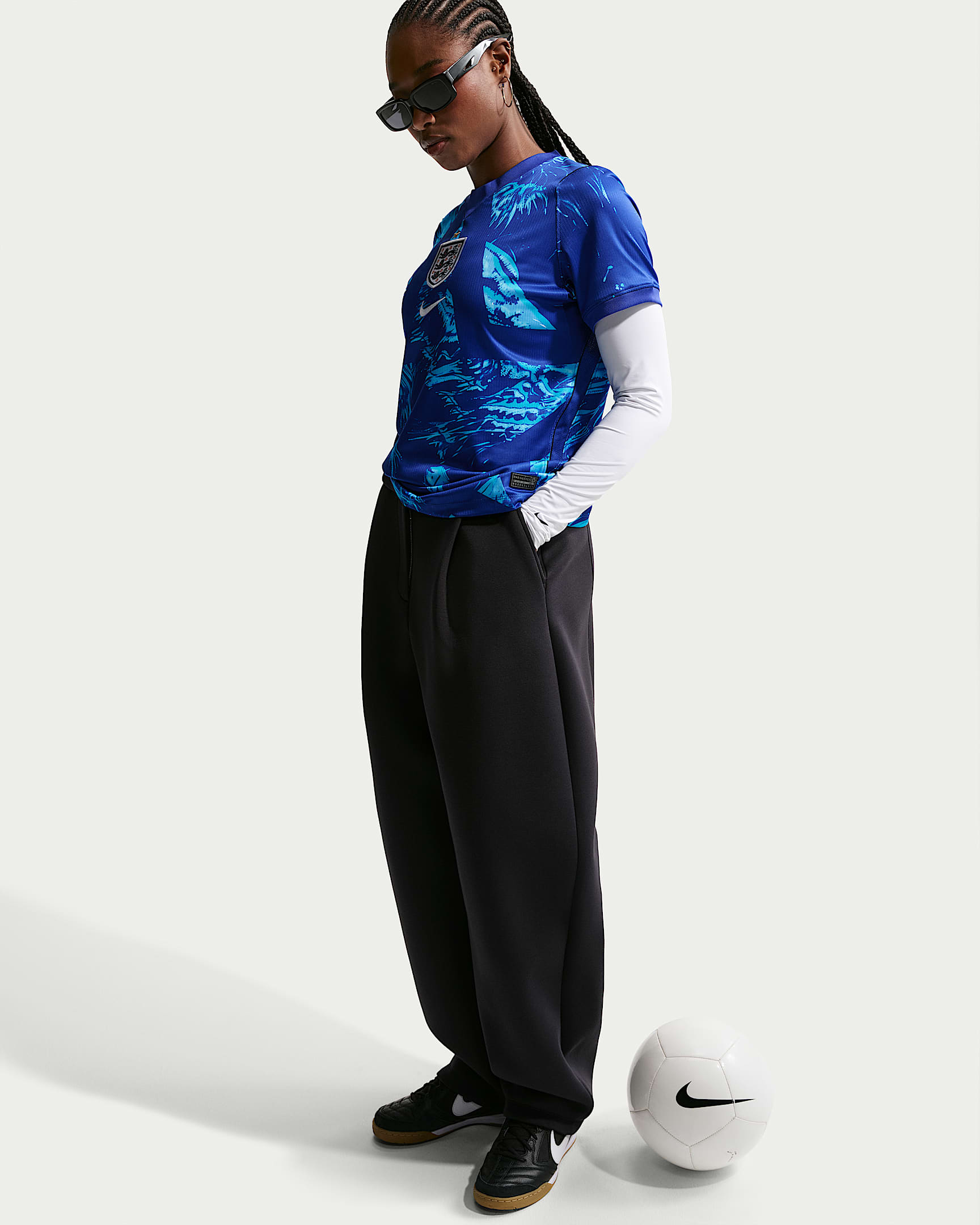 England 2026 Stadium Goalkeeper Women's Nike Dri-FIT Football Replica Short-Sleeve Shirt - Astronomy Blue/Black/White