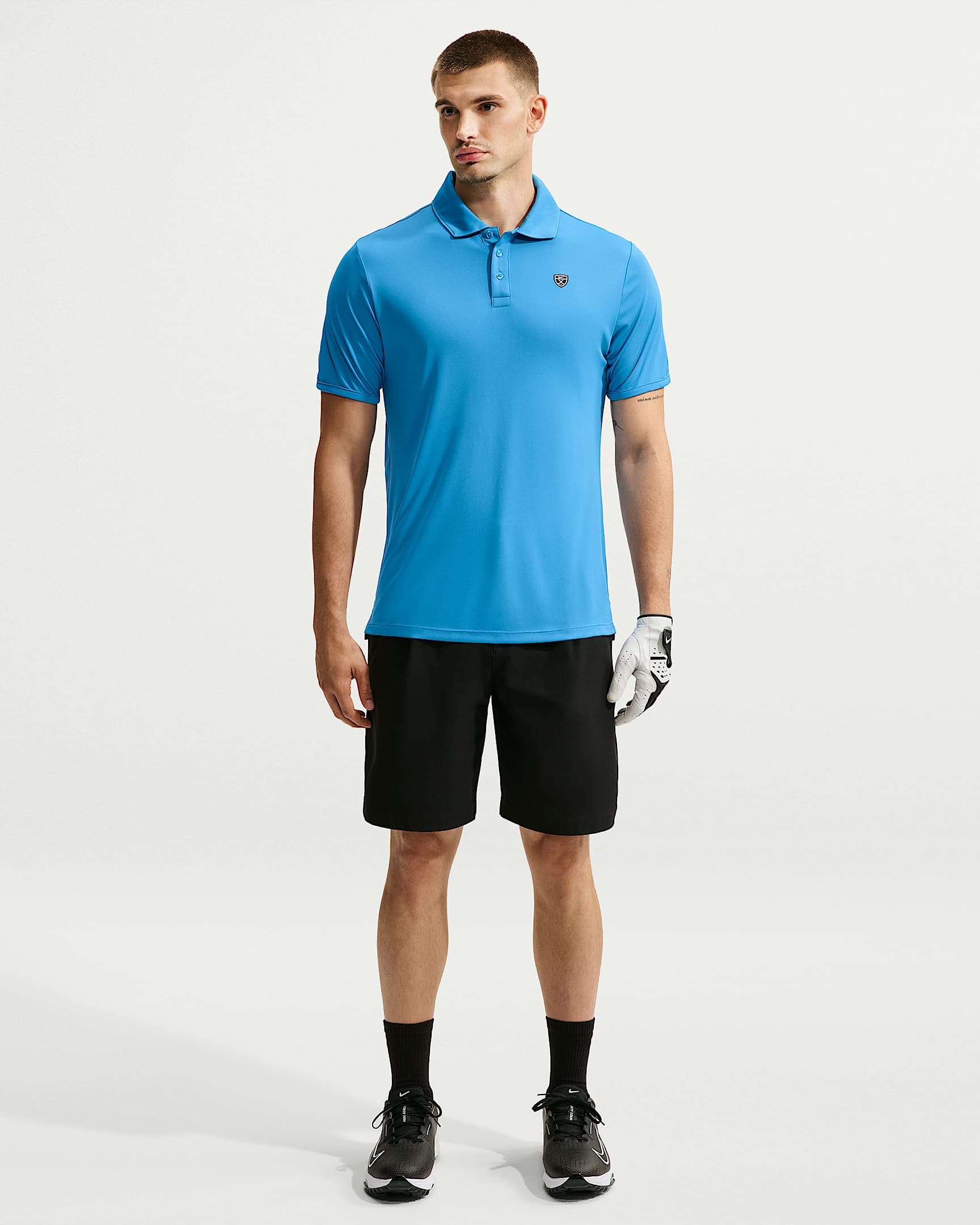 Nike Par Men's Dri-FIT Chest Logo Golf Polo - Aurora Blue/White